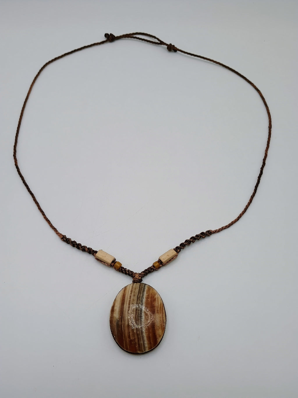 Handmade Macrame Necklace with Natural Stone, Adjustable