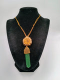 Handmade Macrame Necklace with Natural Green Stone and Ayahuasca Flower