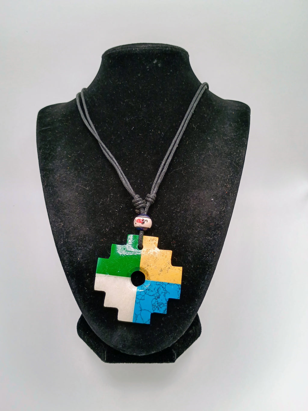 Inca Chakana Necklace, Natural Stone, Handmade Andean Cross