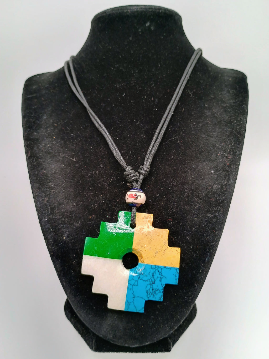 Inca Chakana Necklace, Natural Stone, Handmade Andean Cross