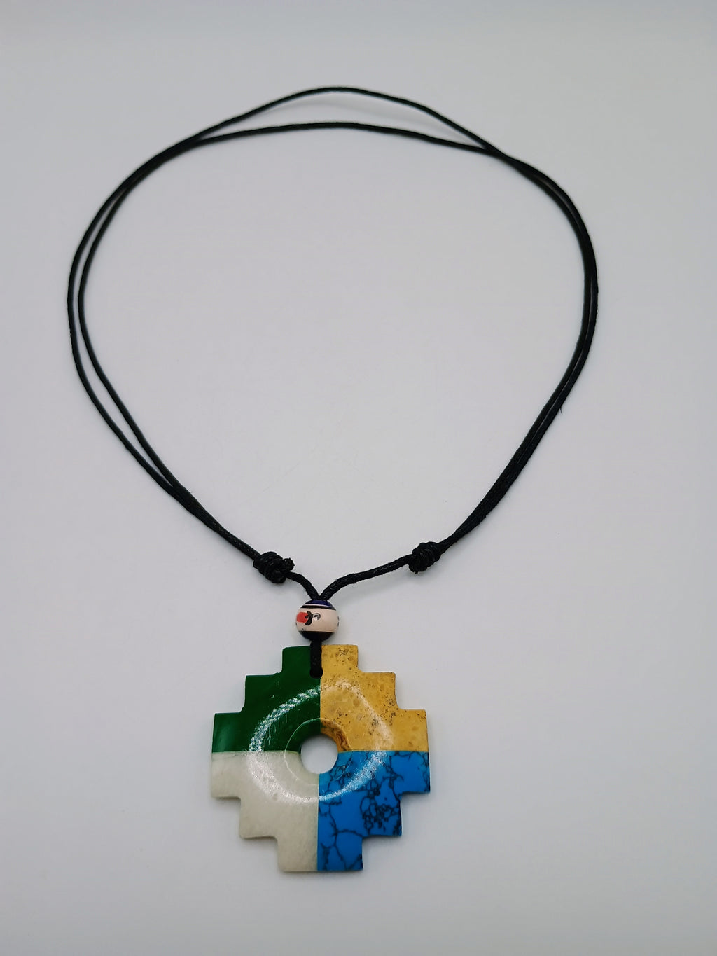 Inca Chakana Necklace, Natural Stone, Handmade Andean Cross