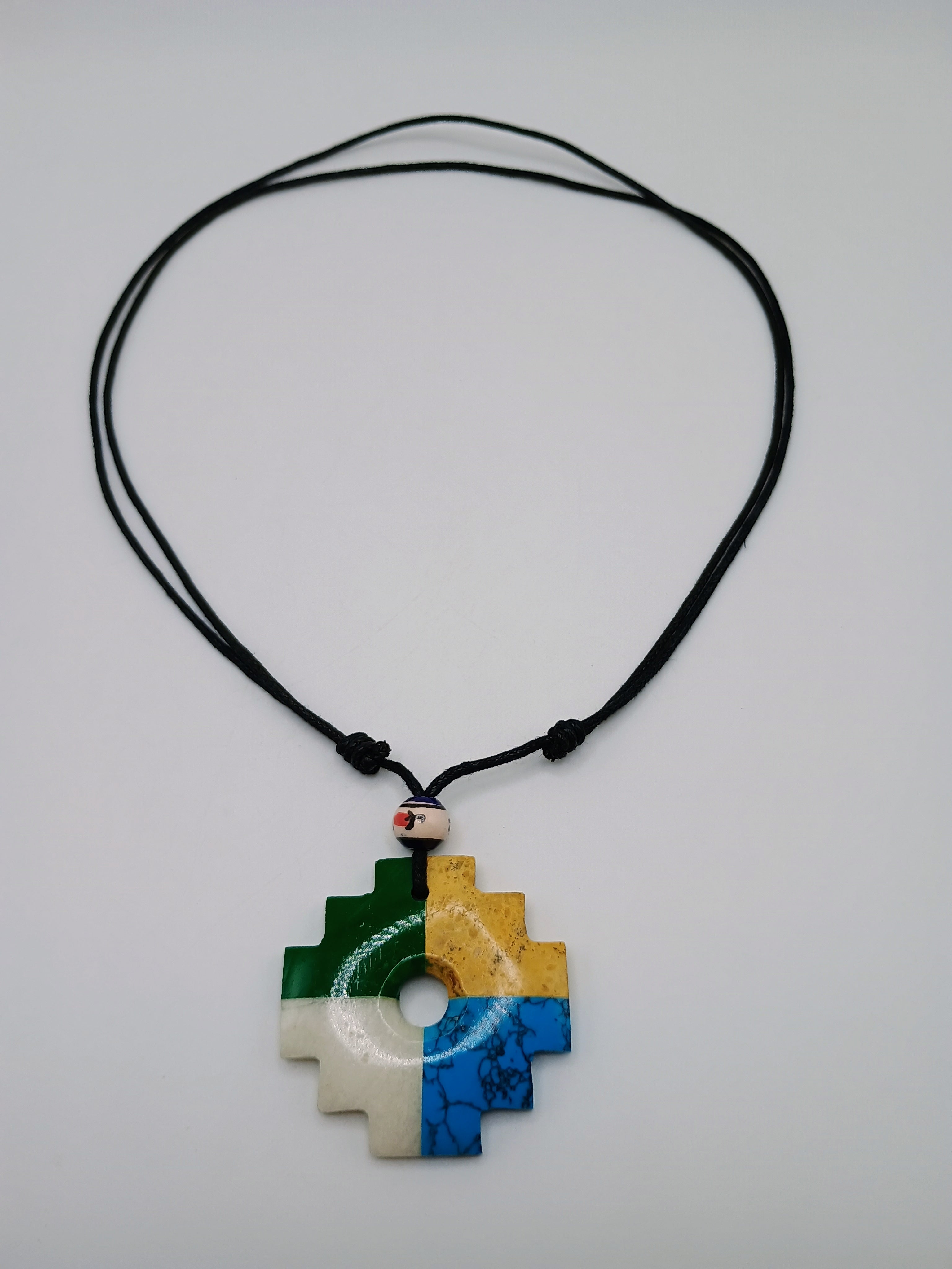 Inca Chakana Necklace, Natural Stone, Handmade Andean Cross