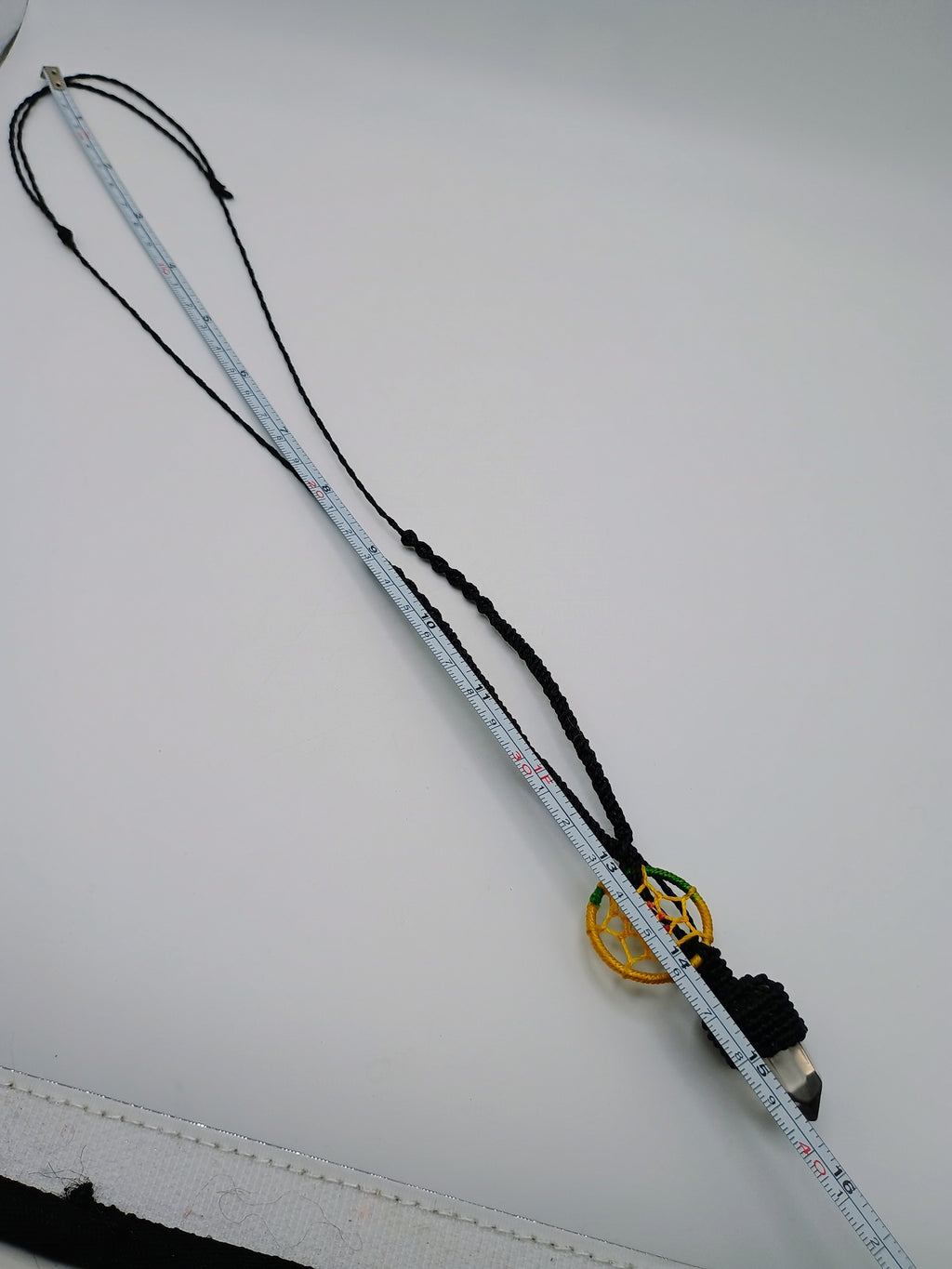 Handmade Macrame Necklace with Quartz Crystal Dreamcatcher Amulet