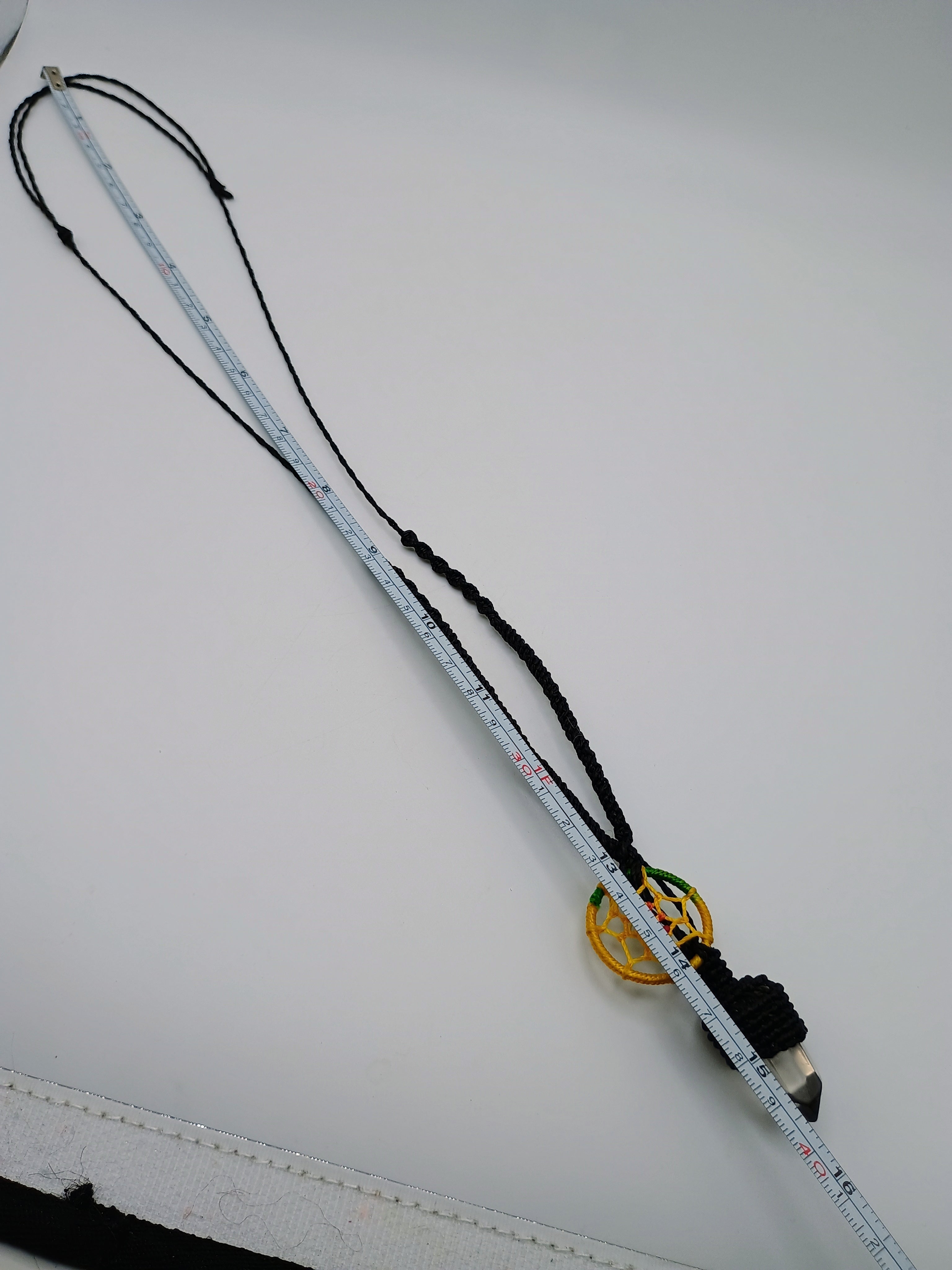 Handmade Macrame Necklace with Quartz Crystal Dreamcatcher Amulet