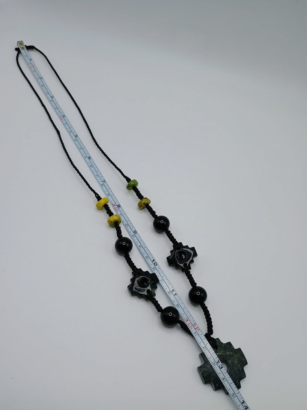 Chakana Inca Necklace Natural Stone Macramé Andean Spiritual Amulet