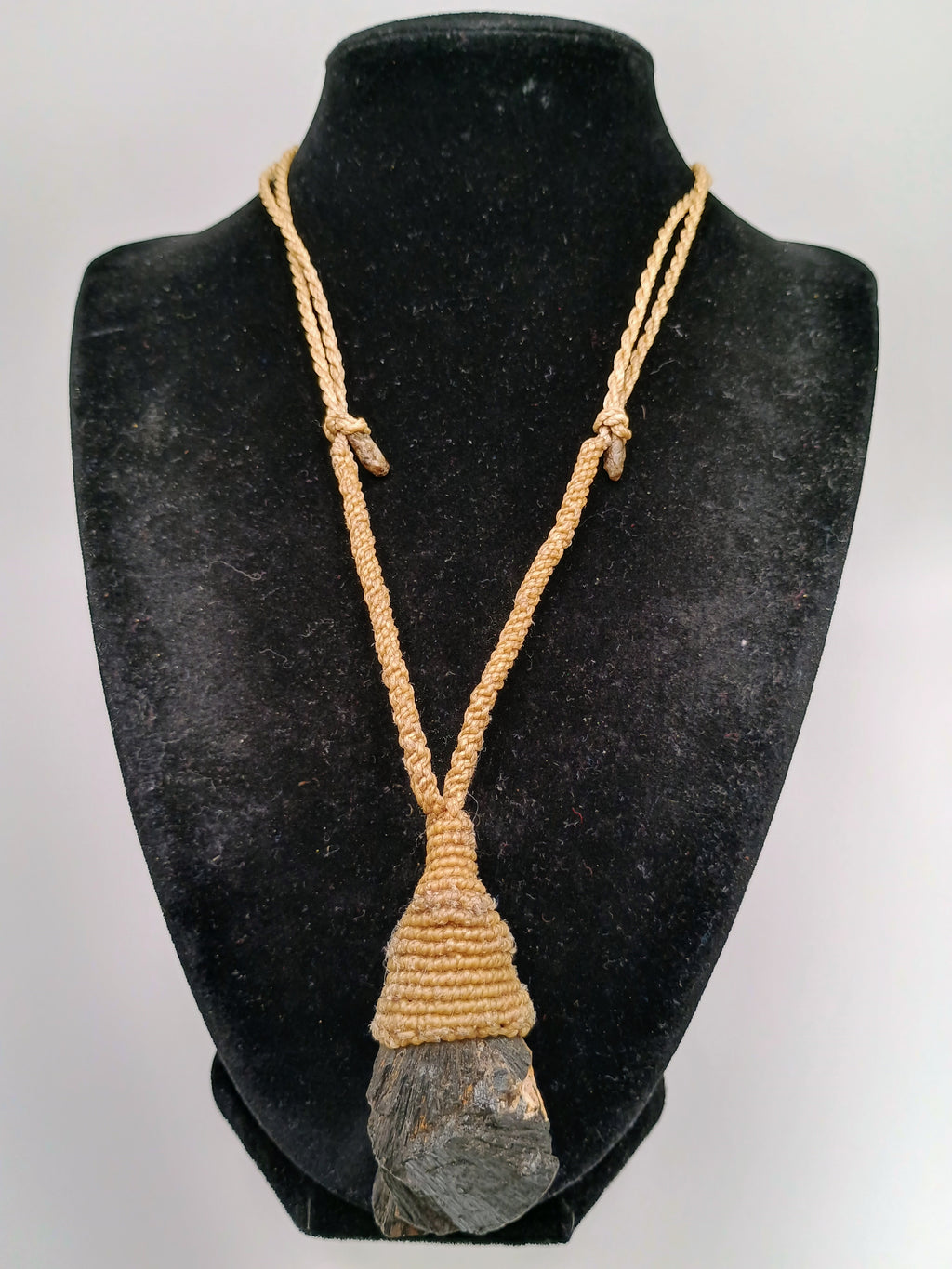 Handmade Macrame Necklace with Natural Black Tourmaline