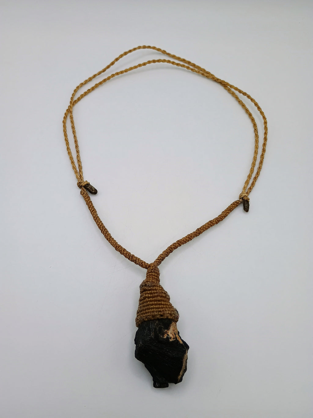 Handmade Macrame Necklace with Natural Black Tourmaline