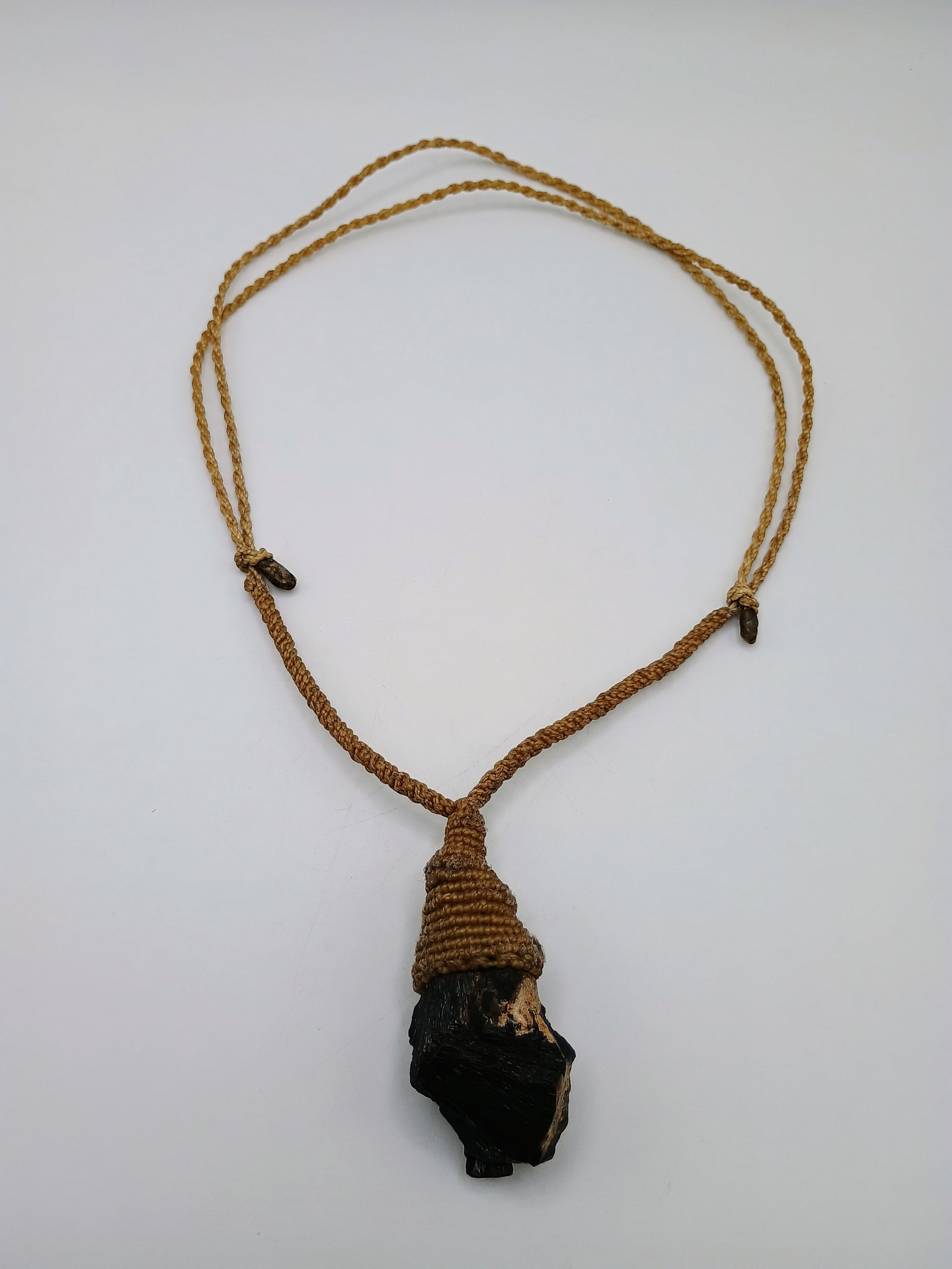 Handmade Macrame Necklace with Natural Black Tourmaline