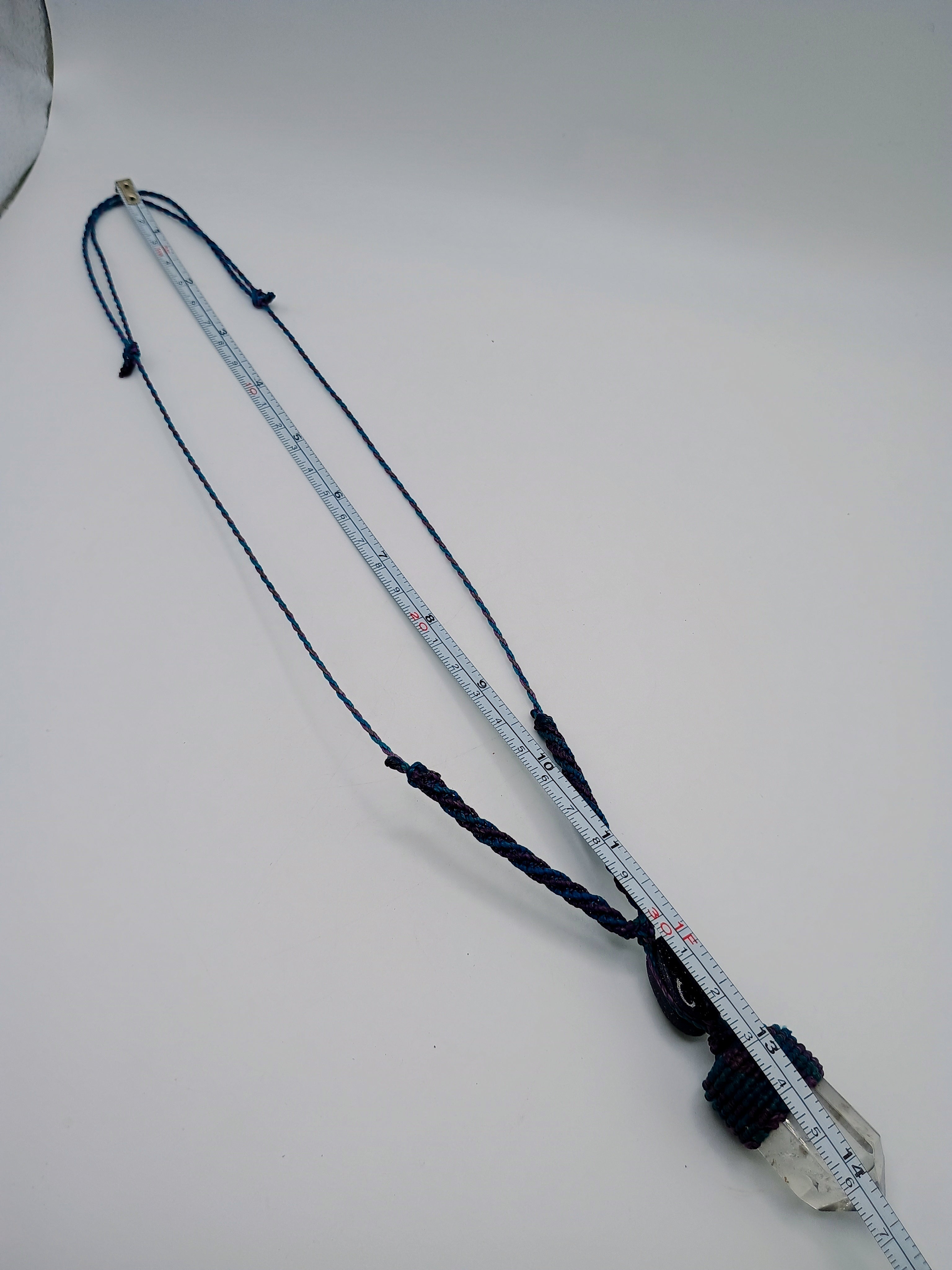 Handmade Macrame Necklace with Natural Crystal Quartz, Spiritual Amulet