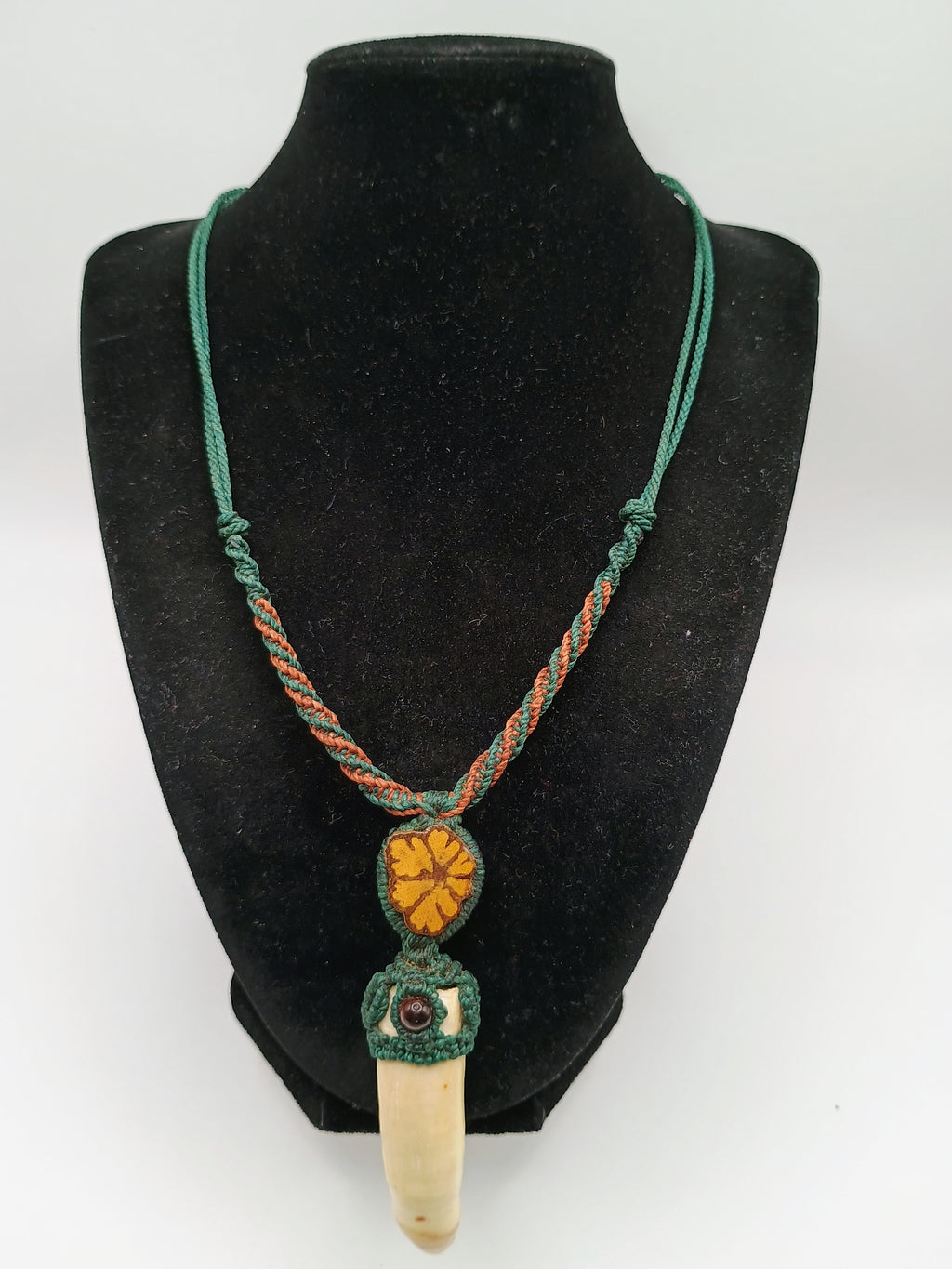 Handmade Shamanic Amulet Macrame Necklace Ayahuasca Flower