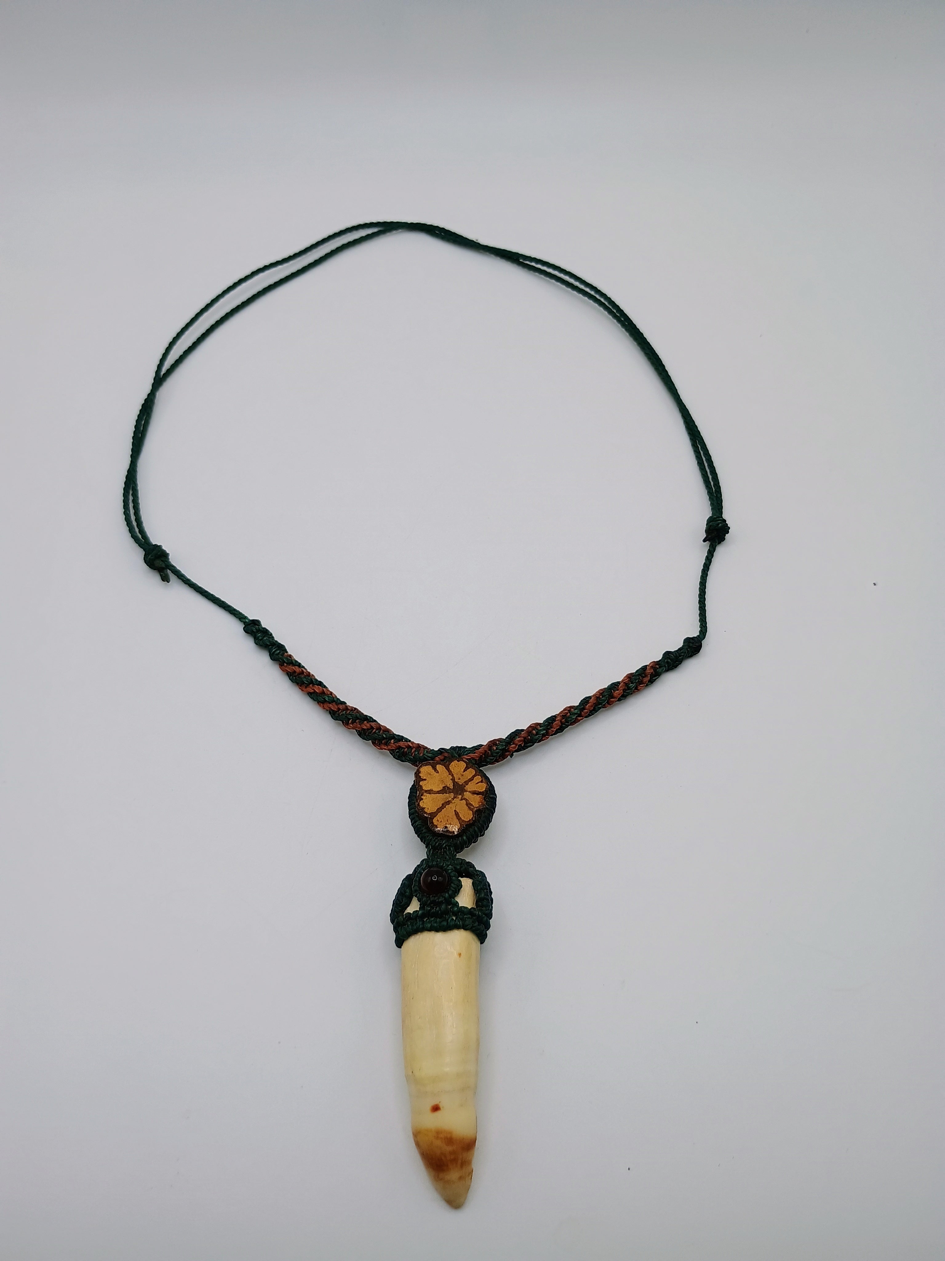 Handmade Shamanic Amulet Macrame Necklace Ayahuasca Flower