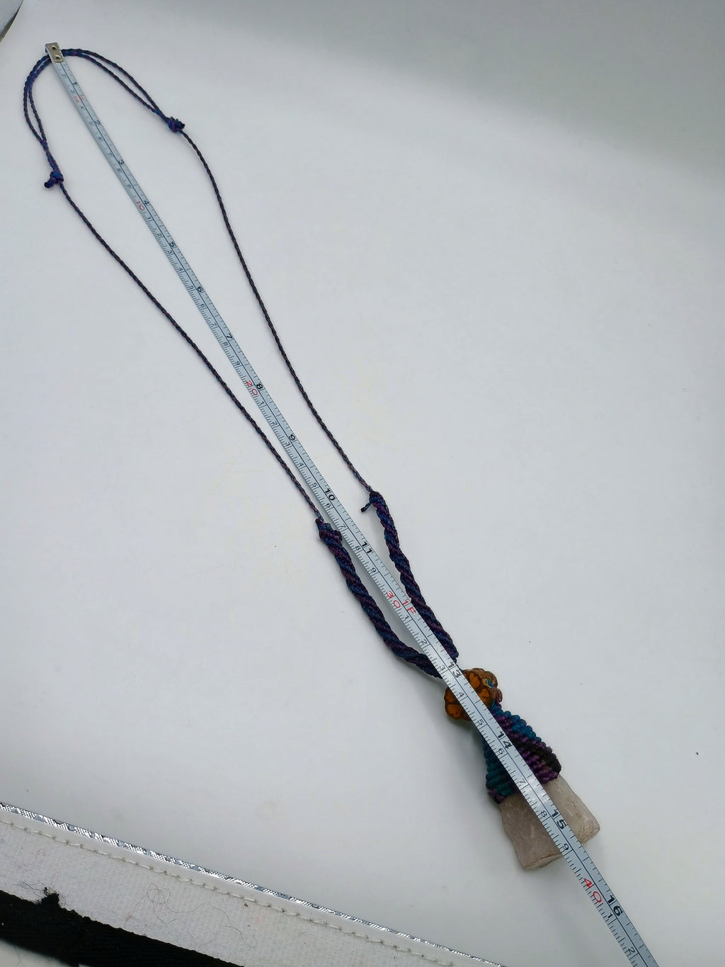 Natural Rose Quartz Necklace, Ayahuasca Flower Macrame Spiritual Amulet