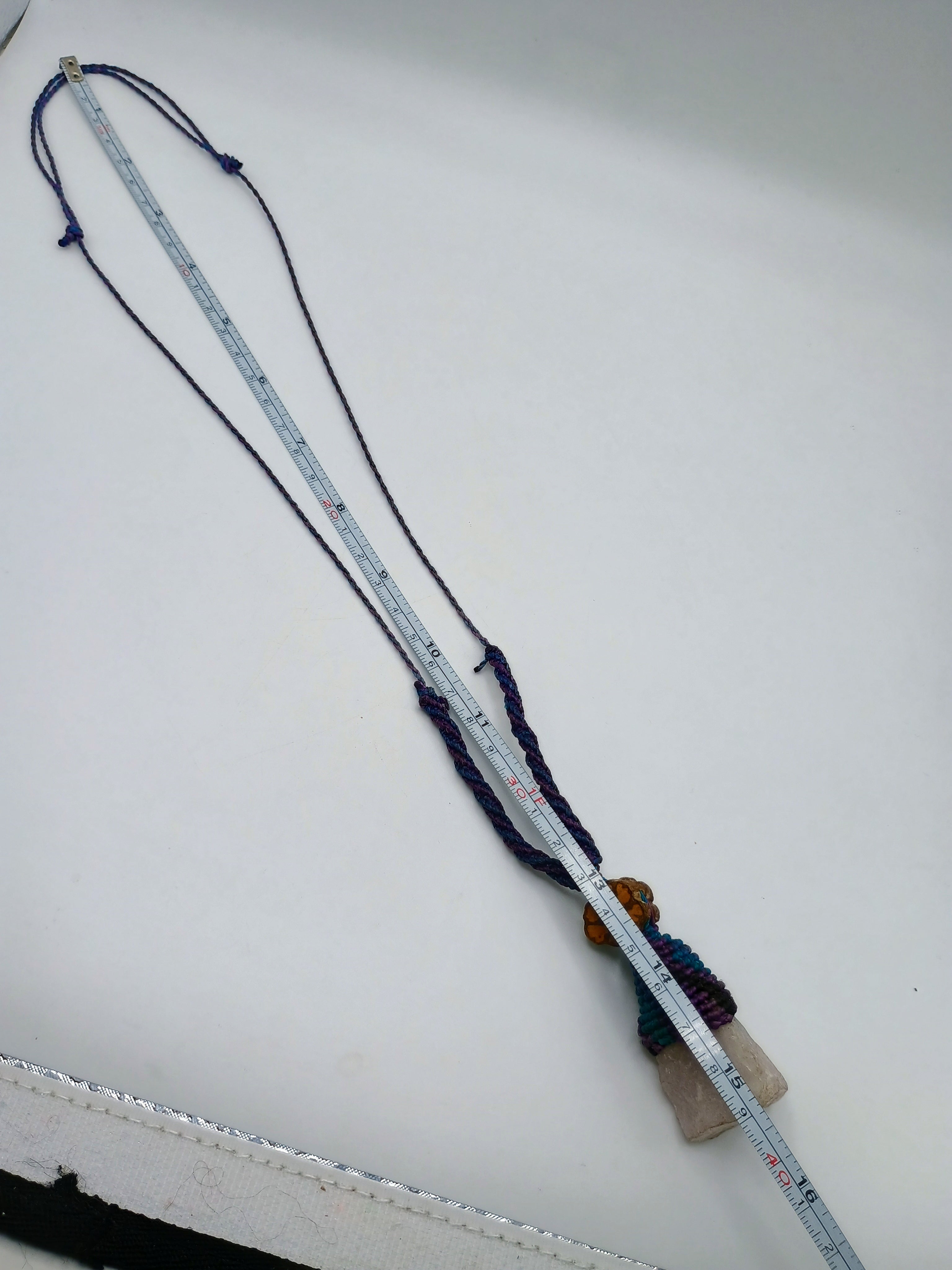 Natural Rose Quartz Necklace, Ayahuasca Flower Macrame Spiritual Amulet