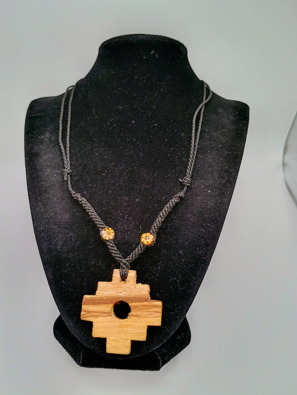 Chakana Necklace Chonta Wood Handmade Macrame