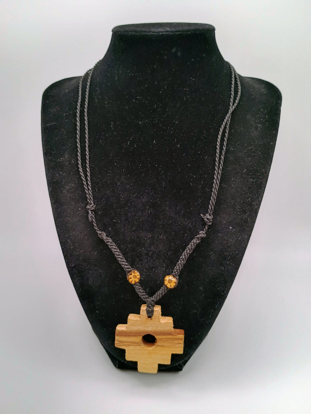 Chakana Necklace Chonta Wood Handmade Macrame