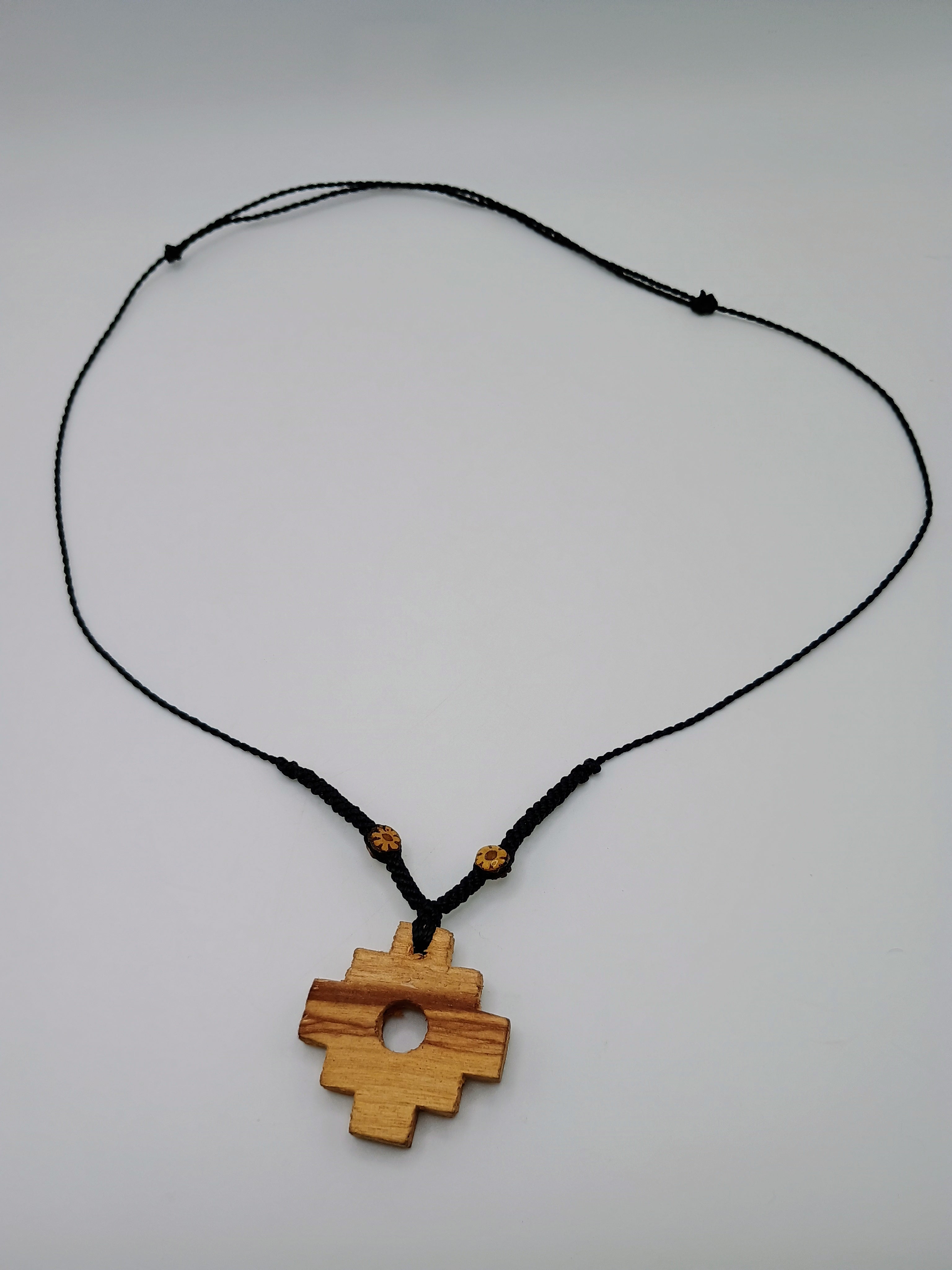 Chakana Necklace Chonta Wood Handmade Macrame