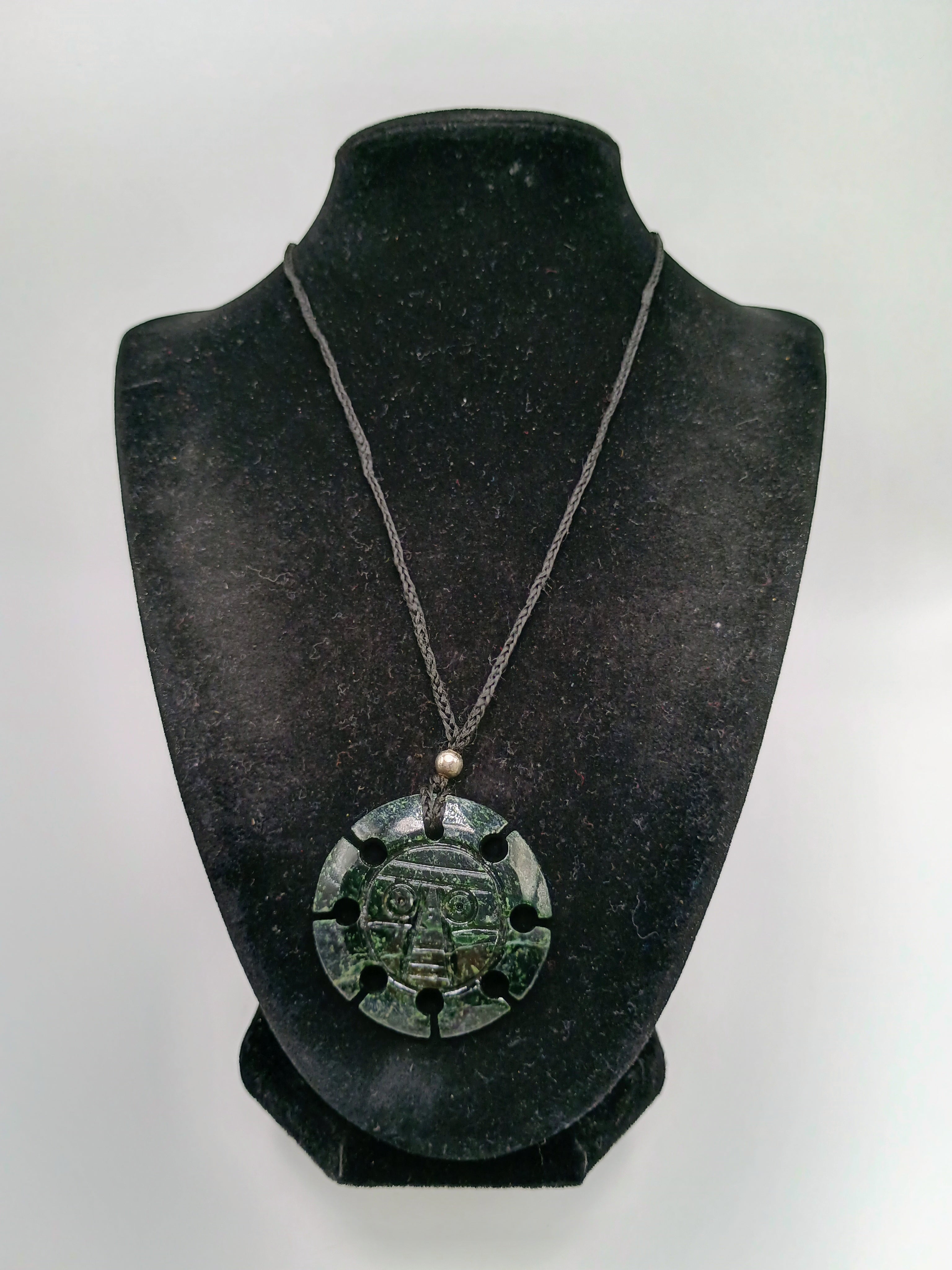 Inca Sun Necklace Hand Carved Stone Pendant Pre-Columbian Culture