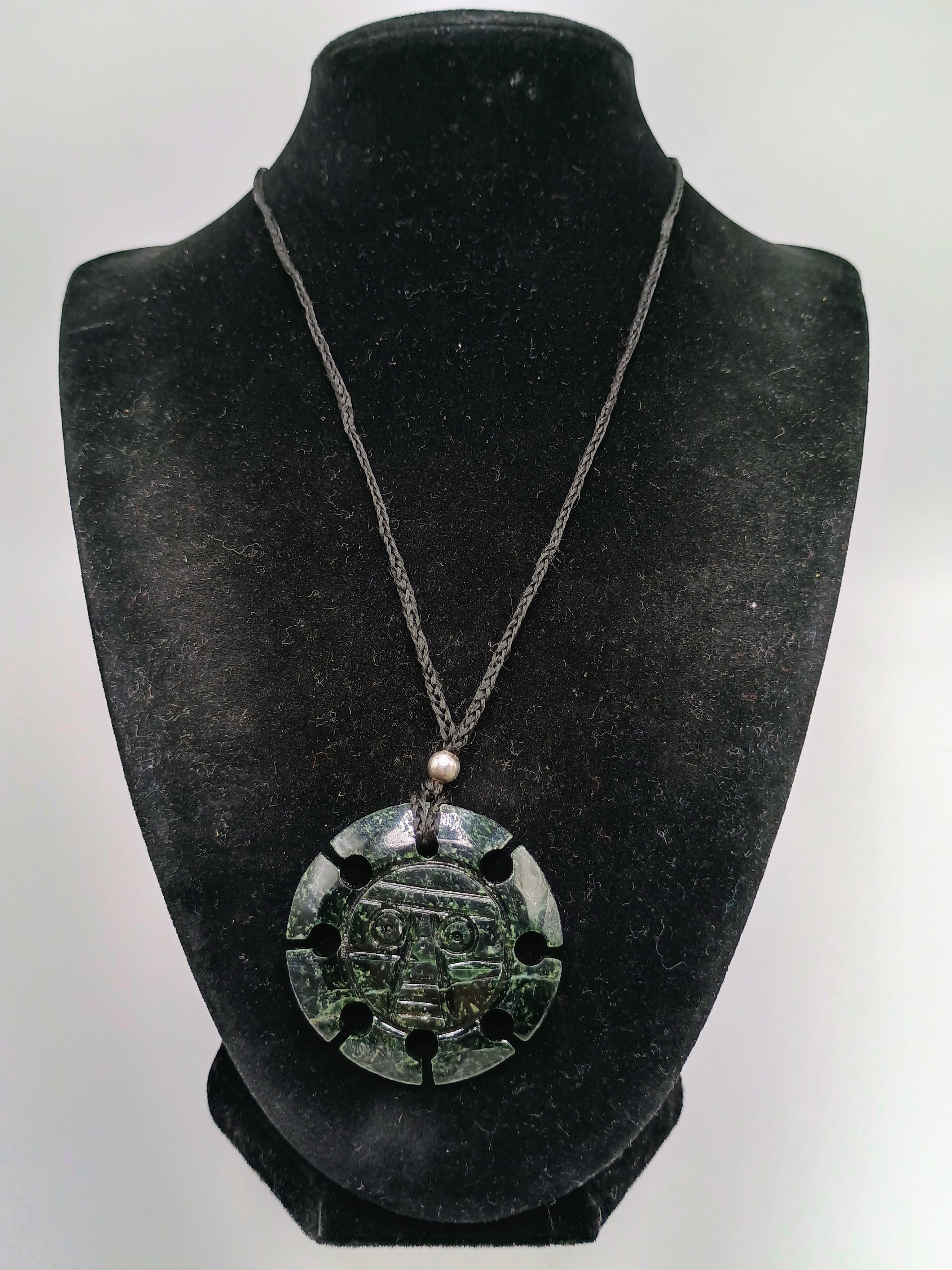 Inca Sun Necklace Hand Carved Stone Pendant Pre-Columbian Culture