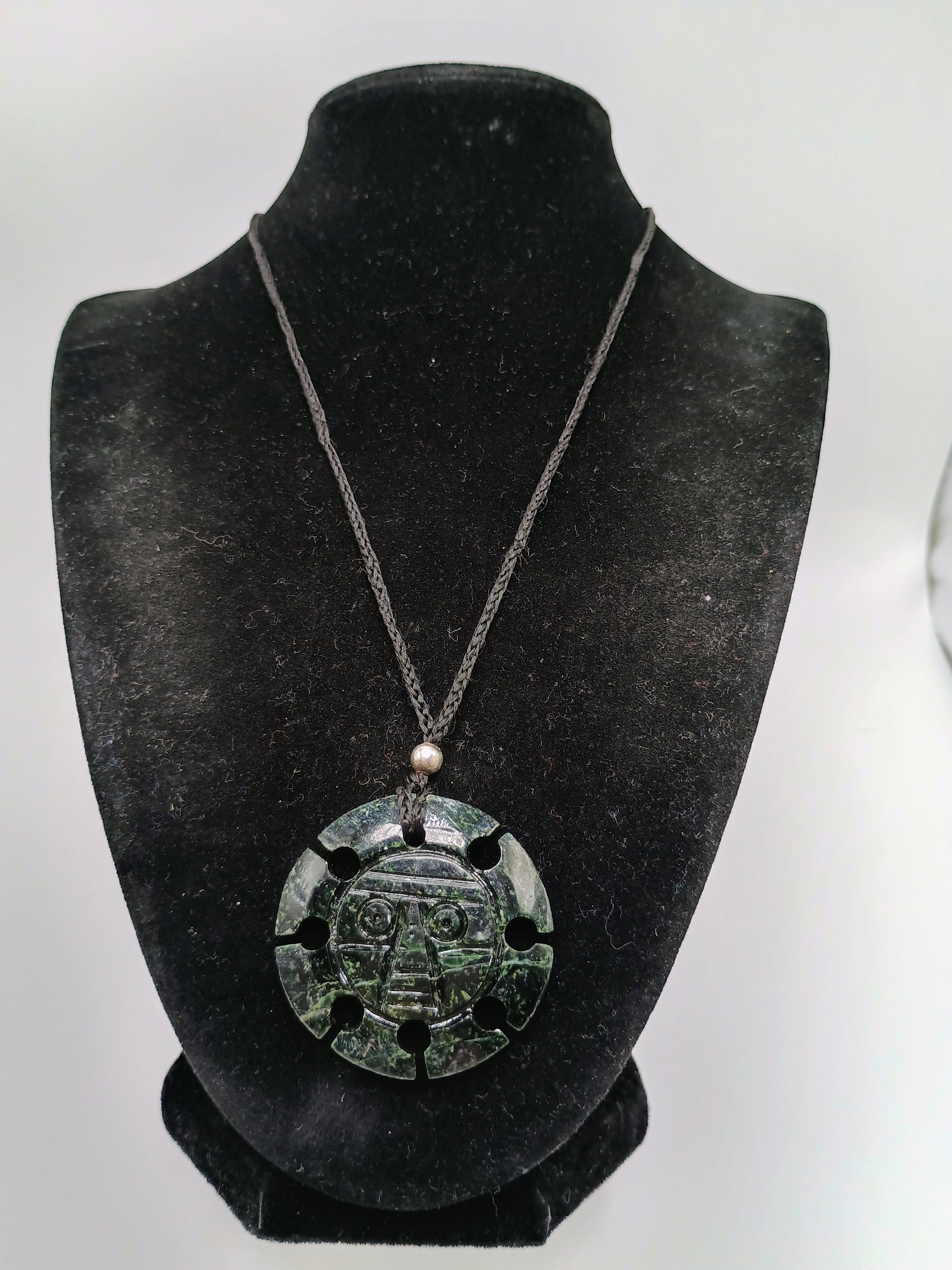 Inca Sun Necklace Hand Carved Stone Pendant Pre-Columbian Culture