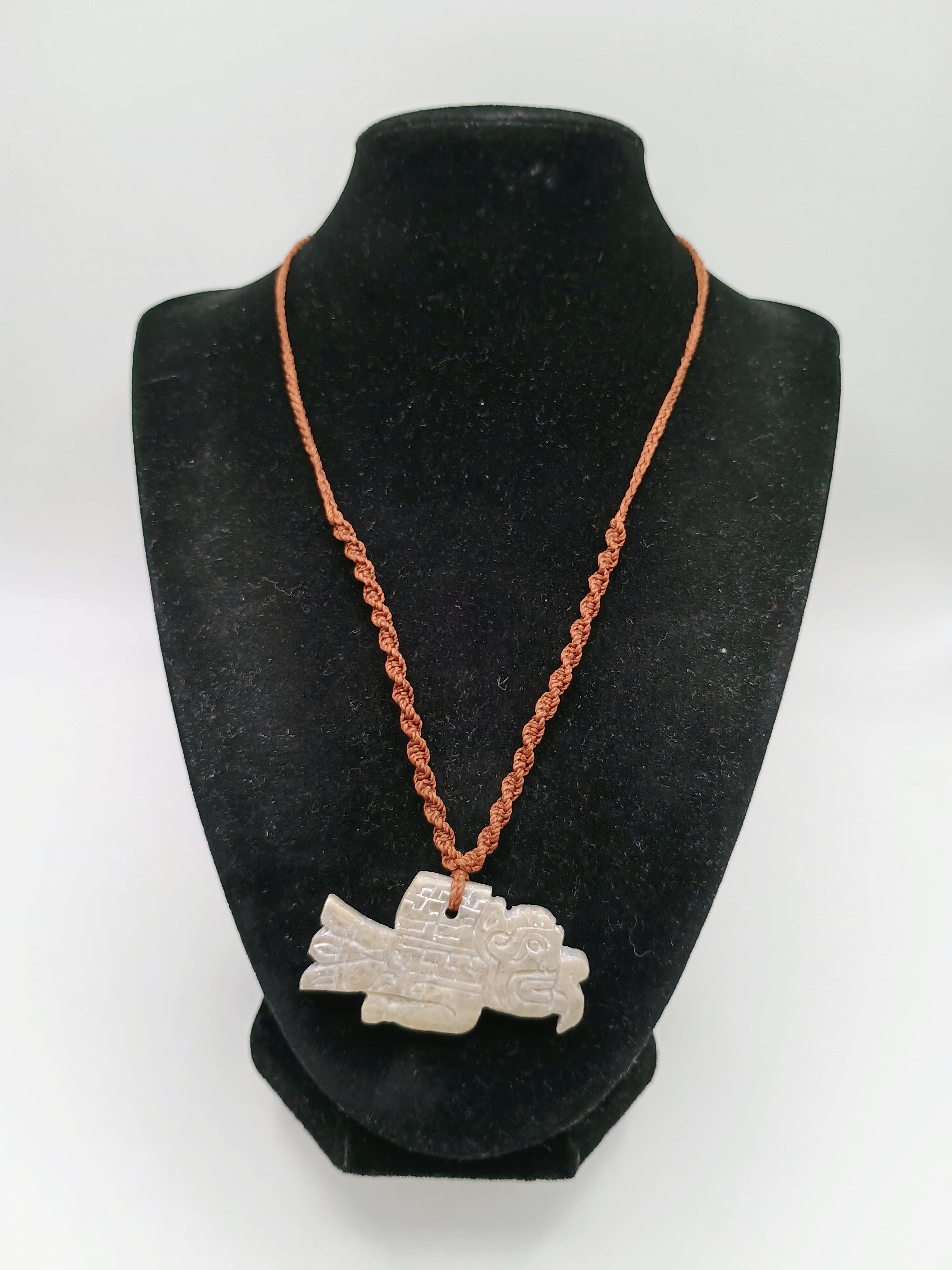 Eagle Necklace Carved Natural Stone Macrame Power Amulet