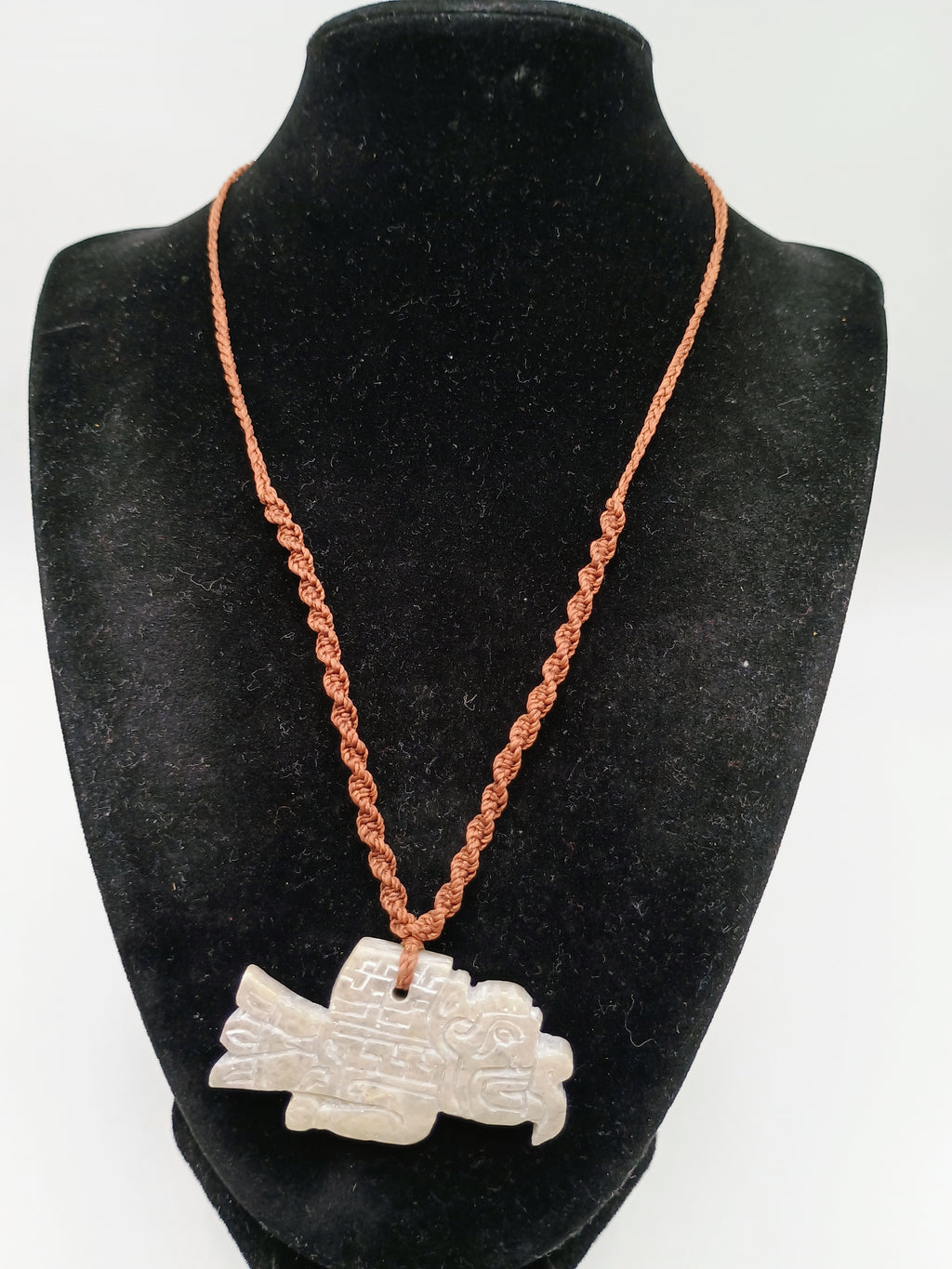 Eagle Necklace Carved Natural Stone Macrame Power Amulet