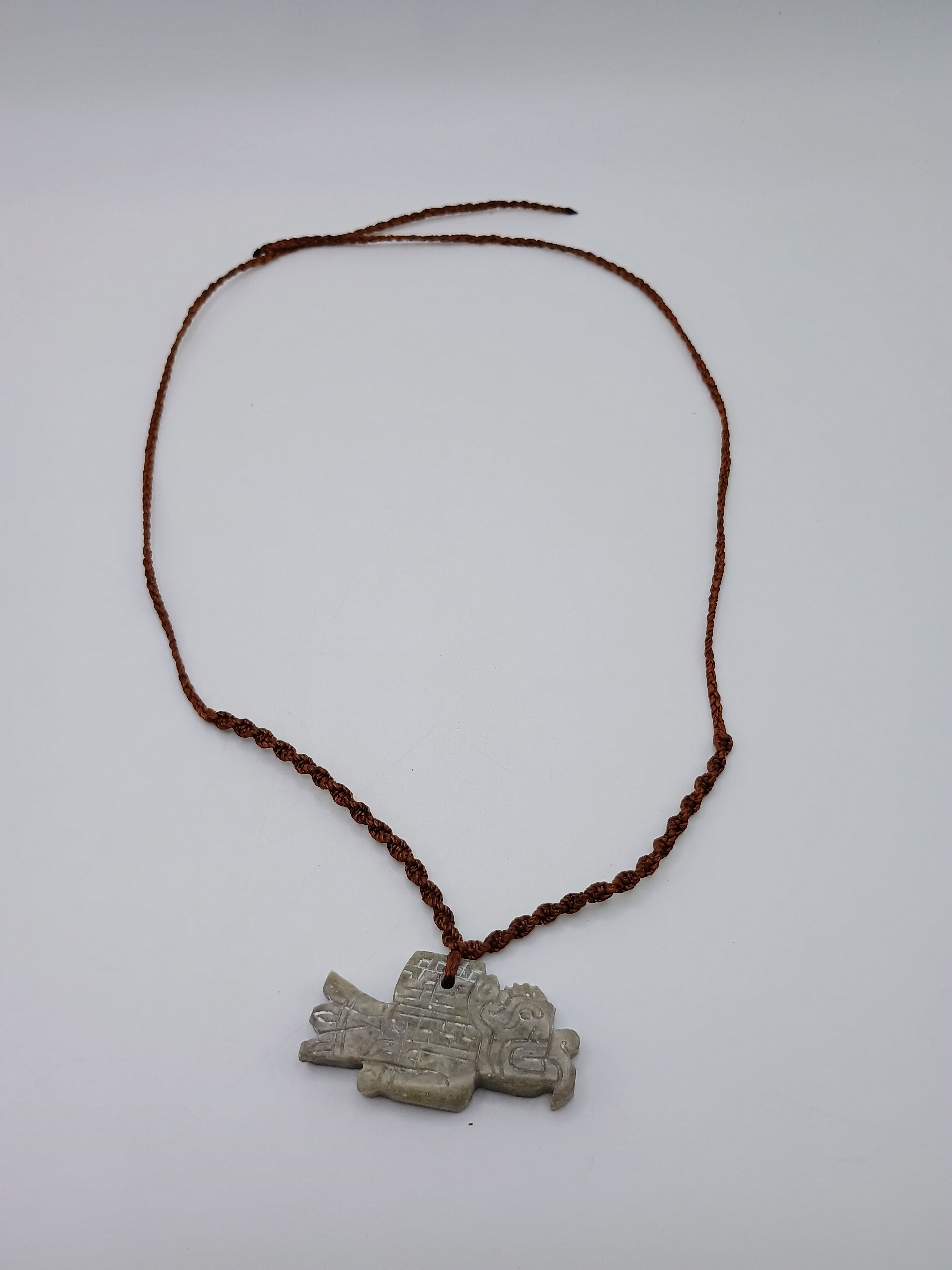 Eagle Necklace Carved Natural Stone Macrame Power Amulet