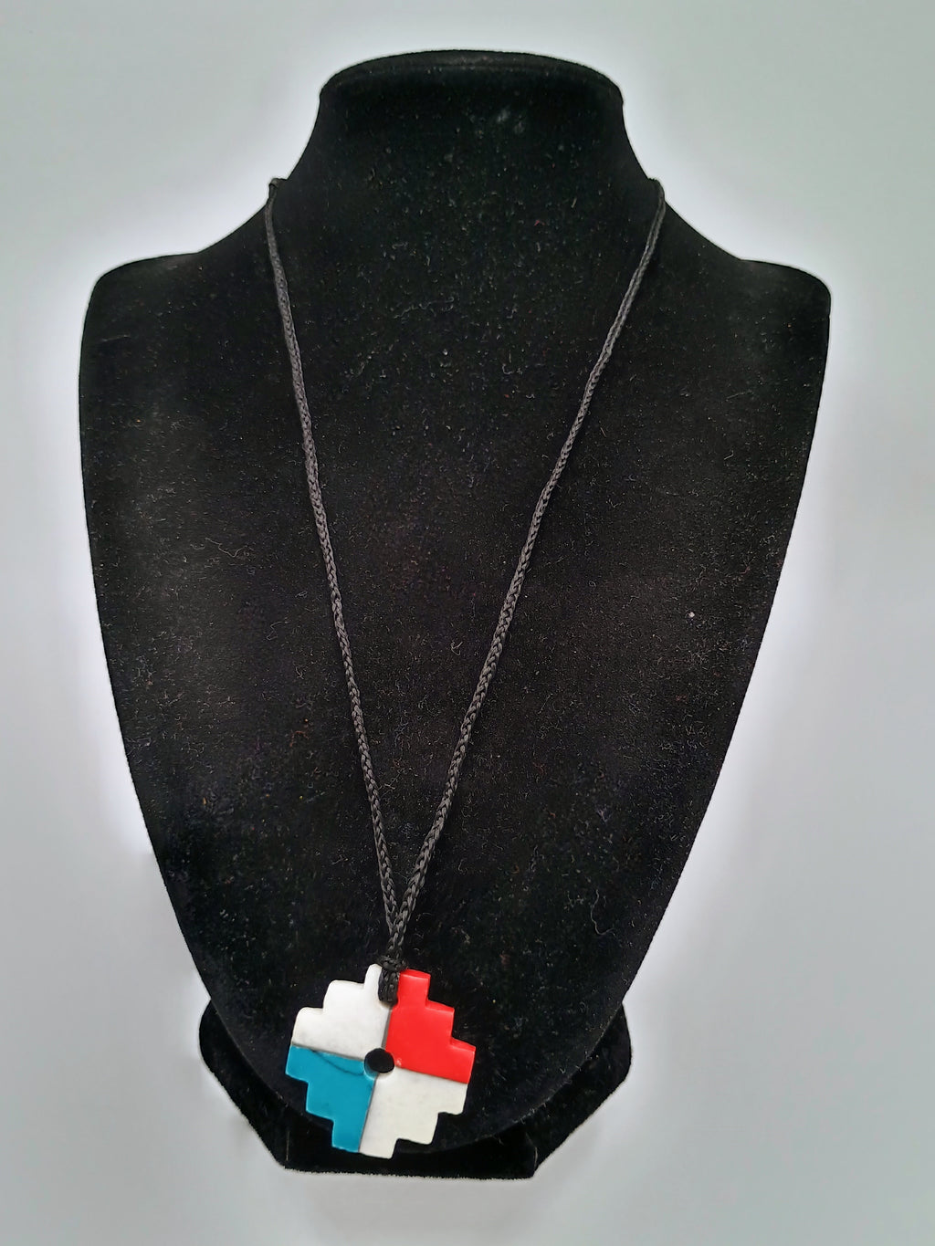 Handmade Inca Chakana Necklace with Andean Cross and Natural Stone