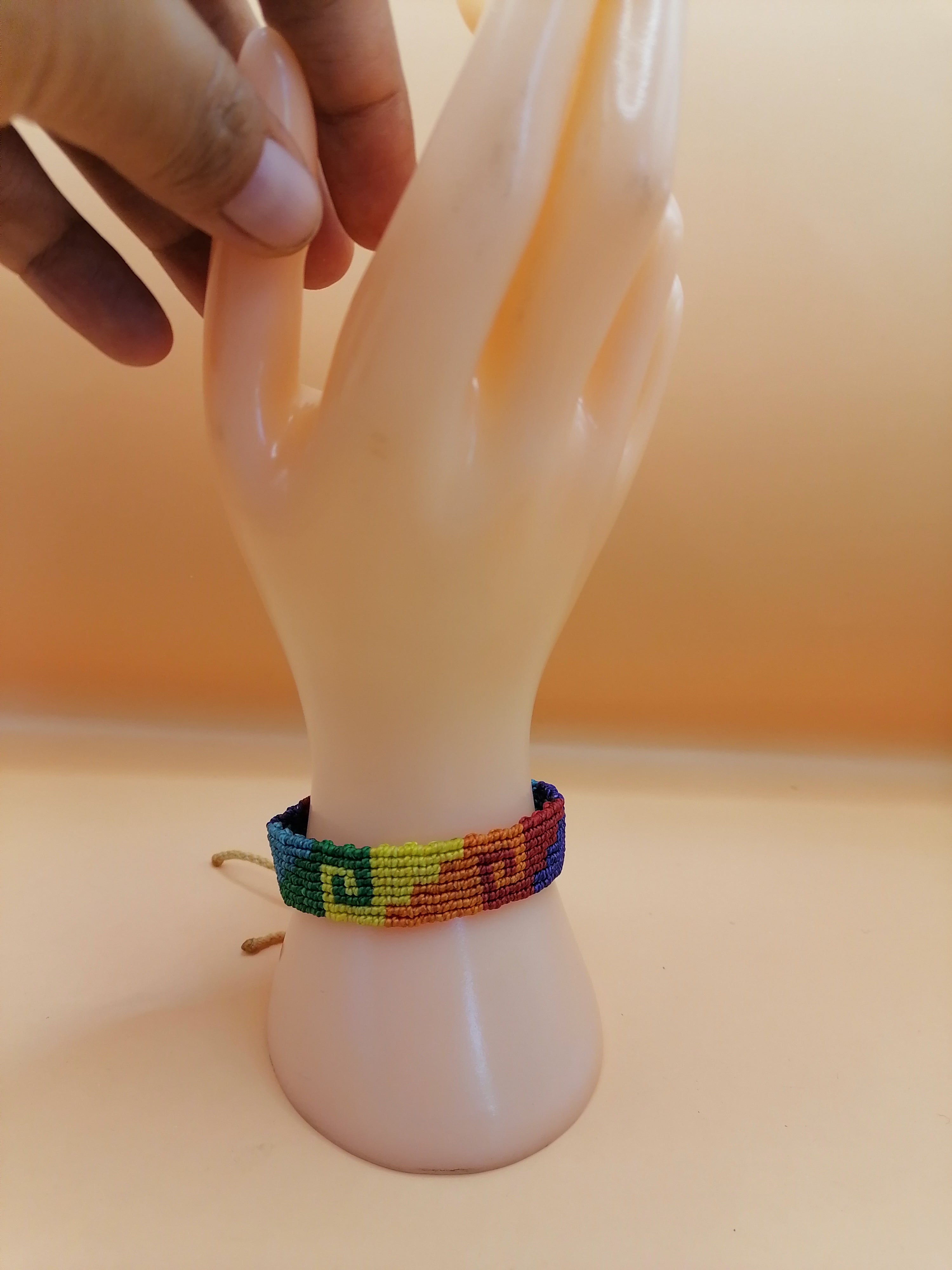 Gay Pride Flag Bracelet Love Friendship Handwoven Macrame LGBT Rainbow
