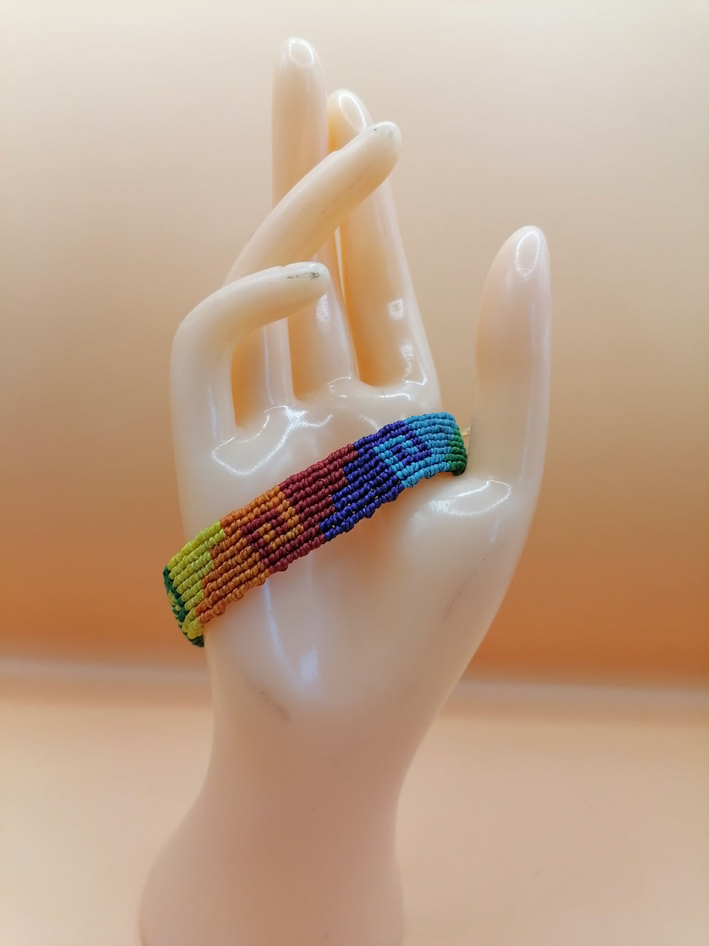 Handmade Rainbow Maze Macrame Bracelet LGBTQ Pride