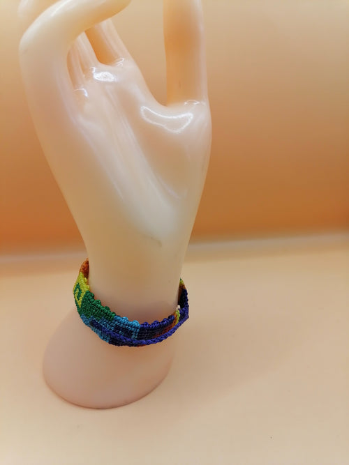 Gay Pride Flag Bracelet Love Friendship Handwoven Macrame LGBT Rainbow