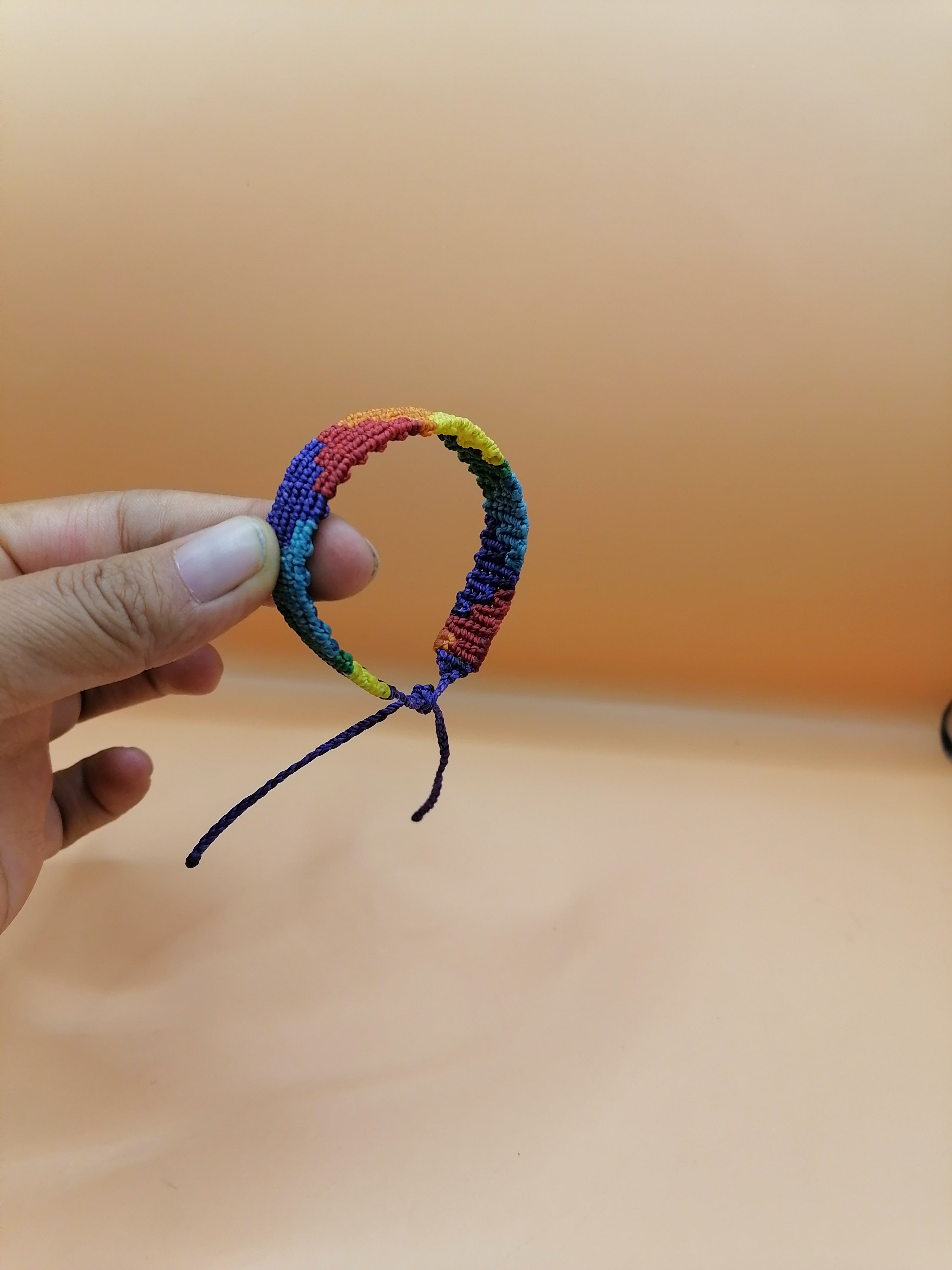 Handmade Rainbow Chakana Macrame Bracelet for LGBTQ+ Pride