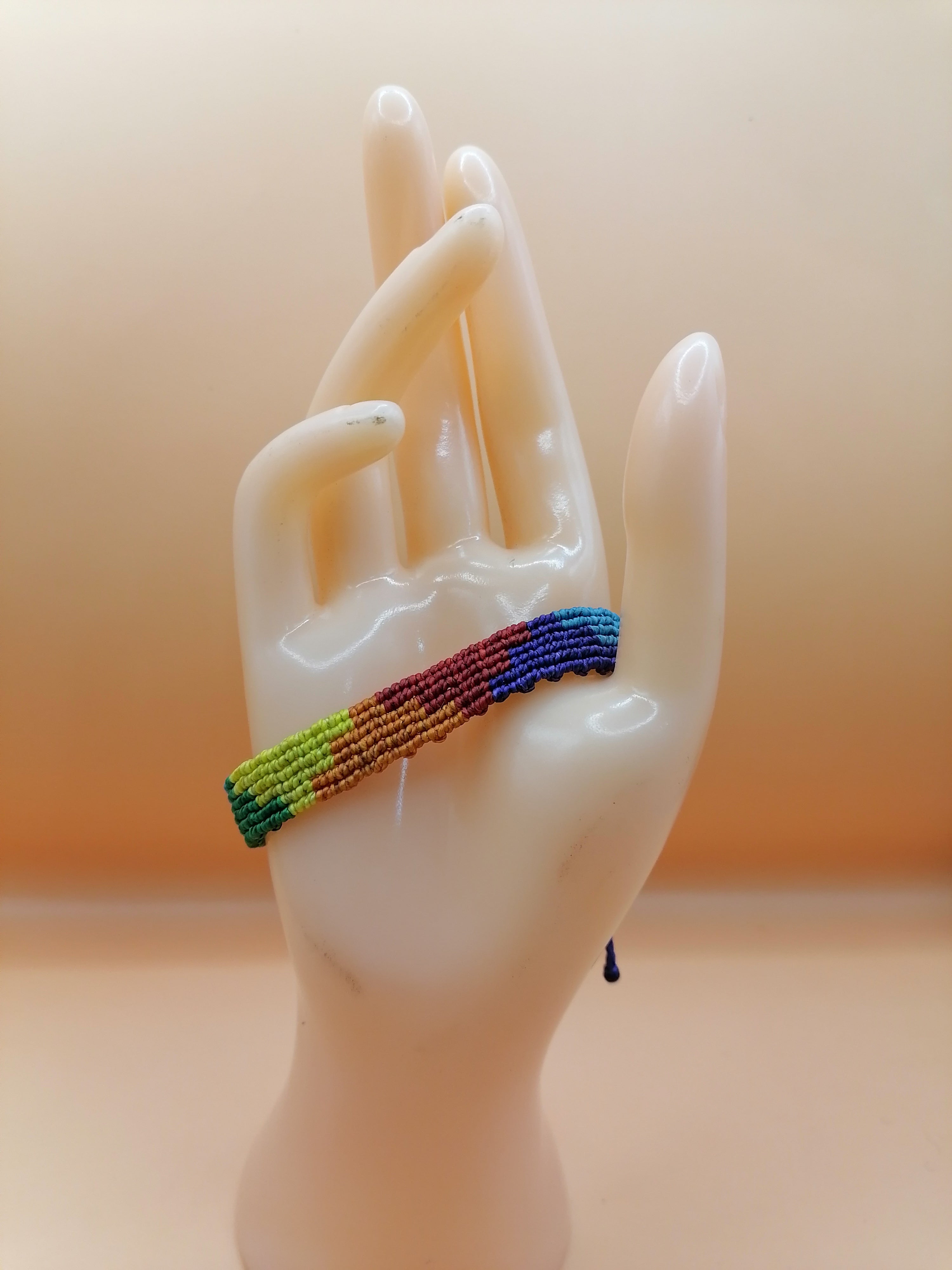 Handmade Rainbow Chakana Macrame Bracelet for LGBTQ+ Pride
