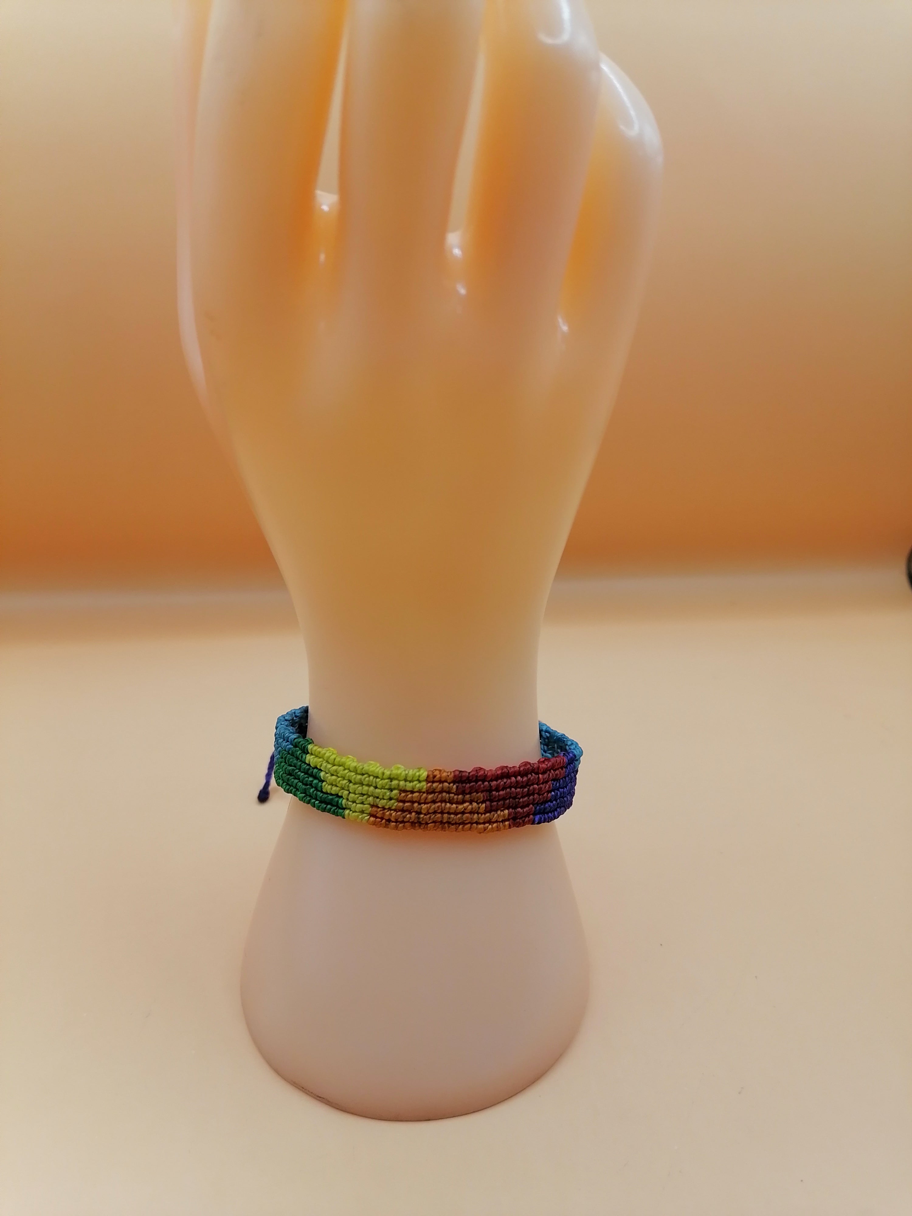 Handmade Rainbow Chakana Macrame Bracelet for LGBTQ+ Pride