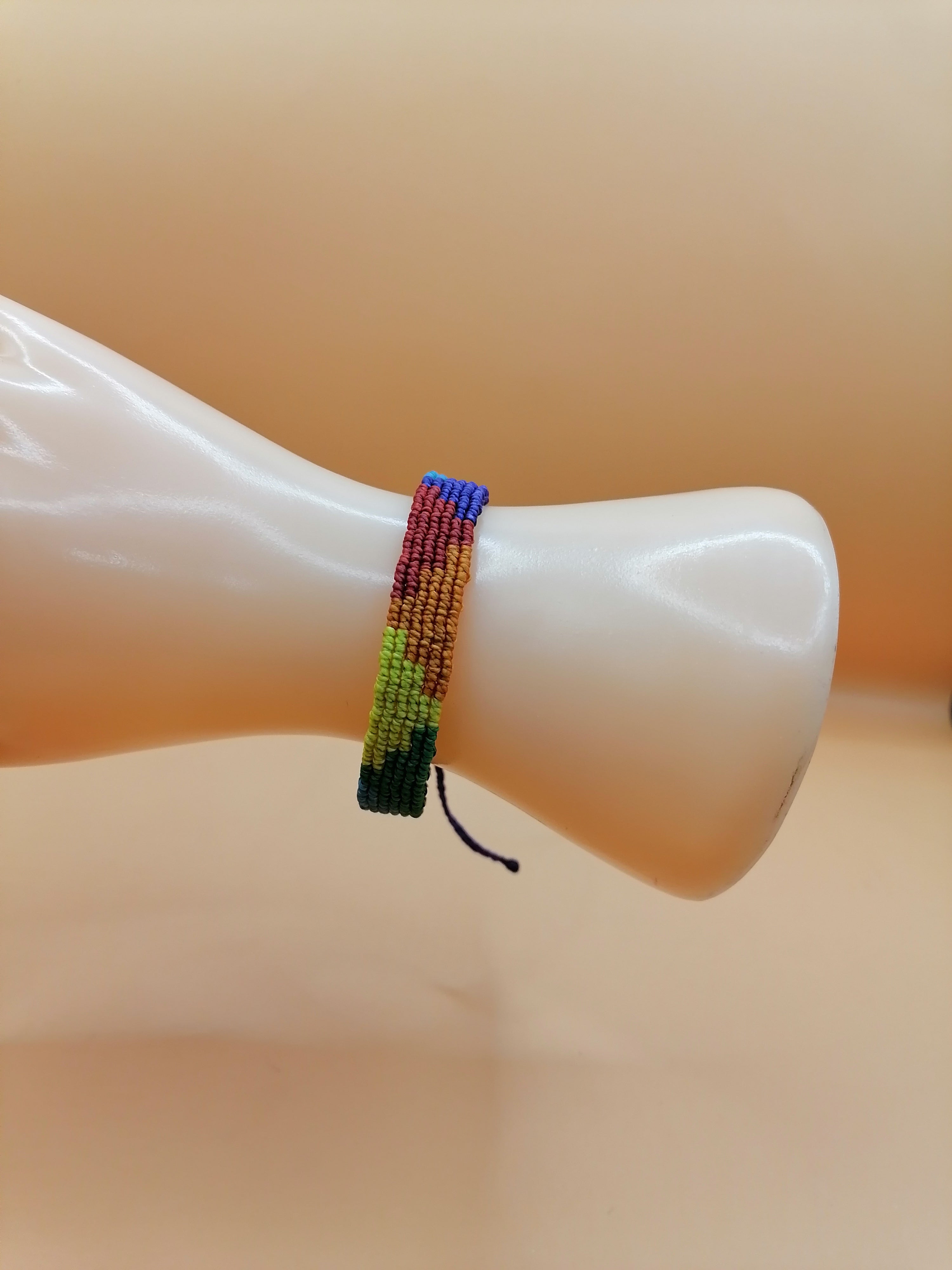 Handmade Rainbow Chakana Macrame Bracelet for LGBTQ+ Pride