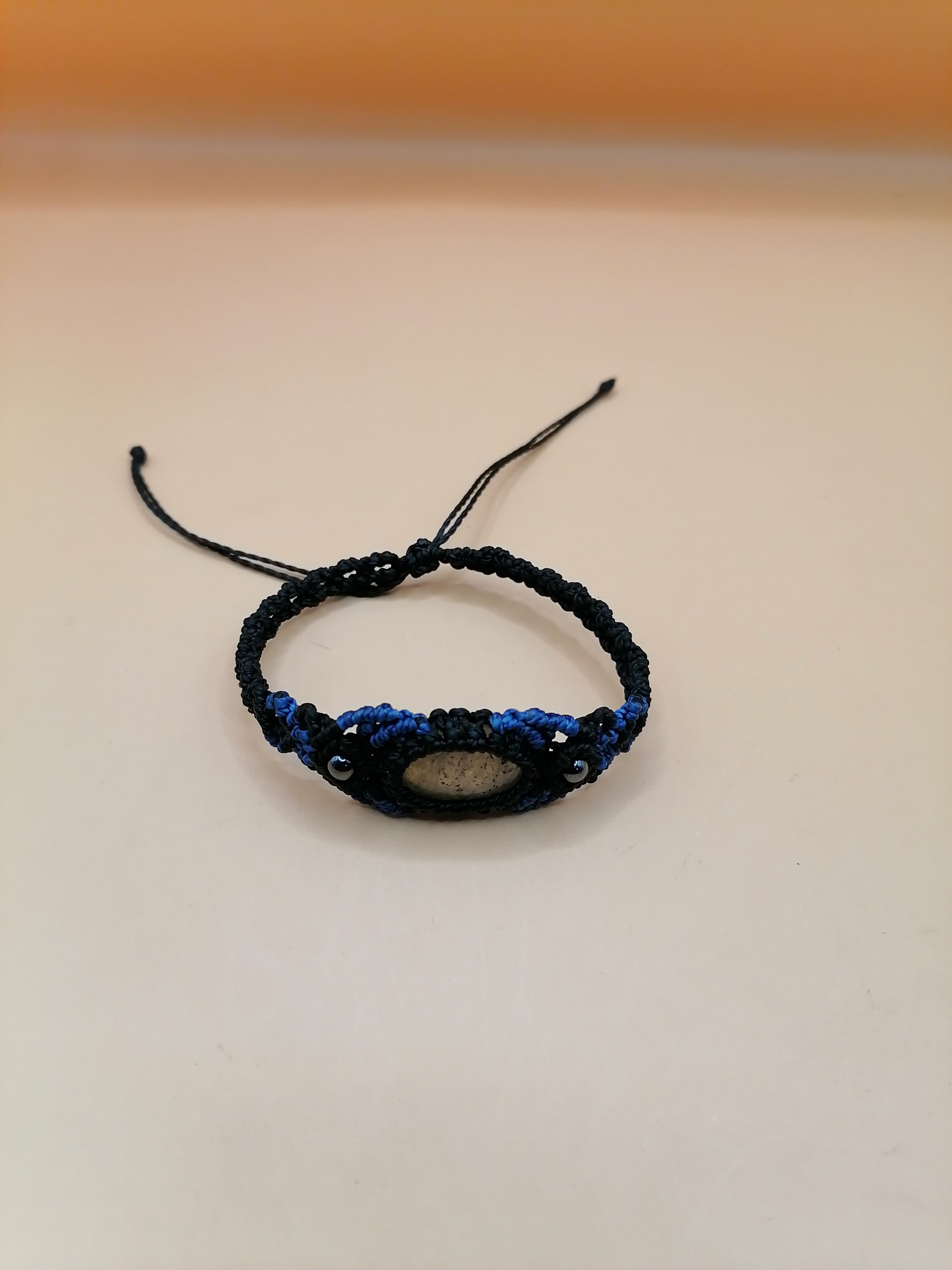 Handmade Adjustable Macrame Bracelet with Natural Stone