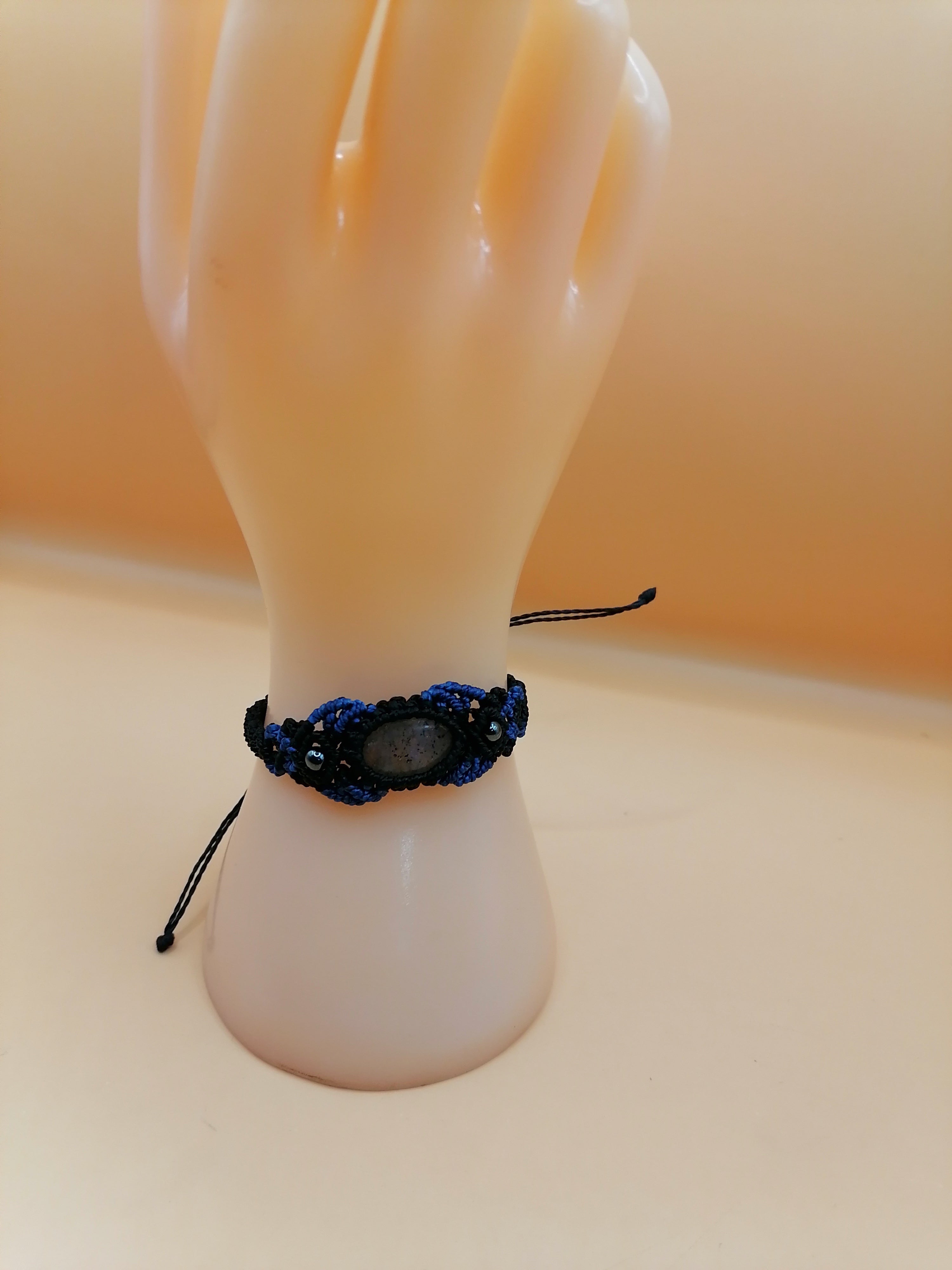 Handmade Adjustable Macrame Bracelet with Natural Stone