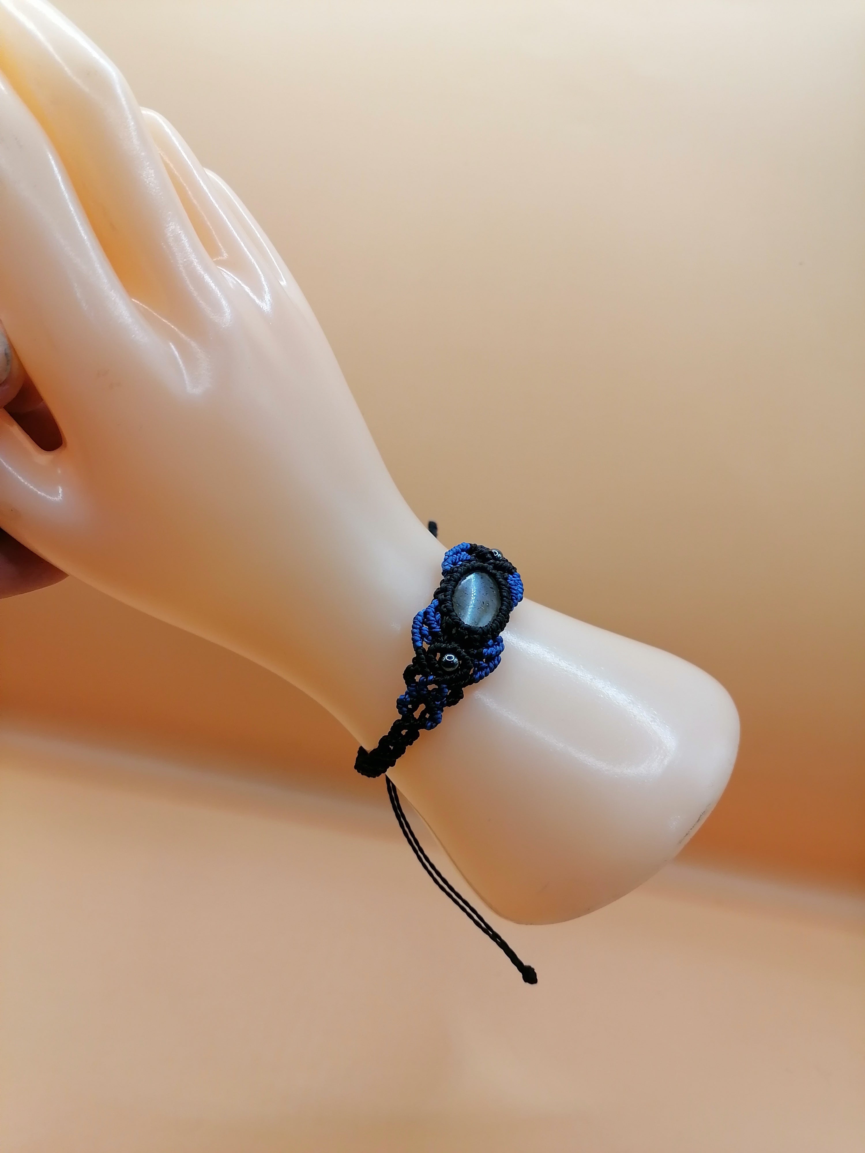 Handmade Adjustable Macrame Bracelet with Natural Stone