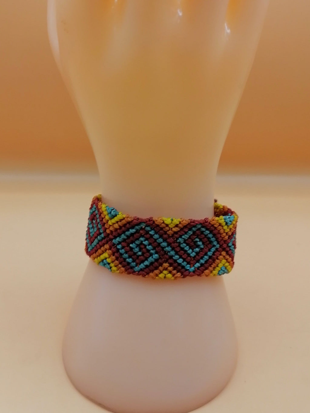 Andean Inca Macrame Bracelet Handmade Ancestral Geometric Design