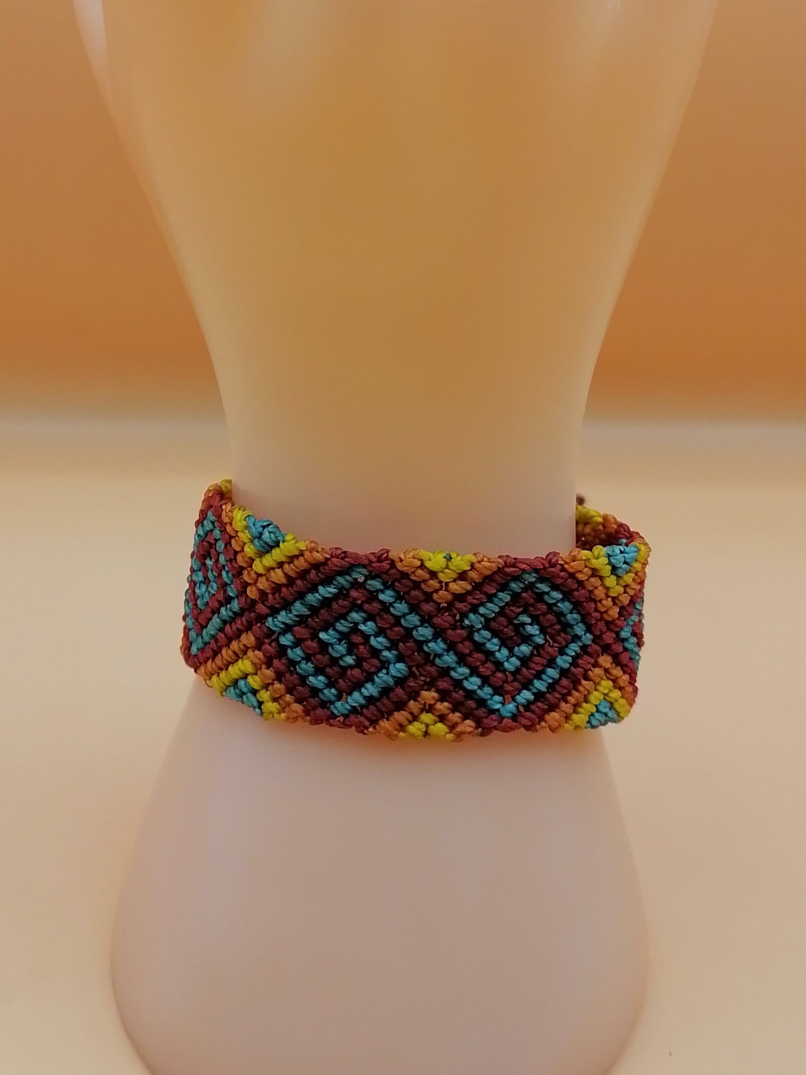 Andean Inca Macrame Bracelet Handmade Ancestral Geometric Design