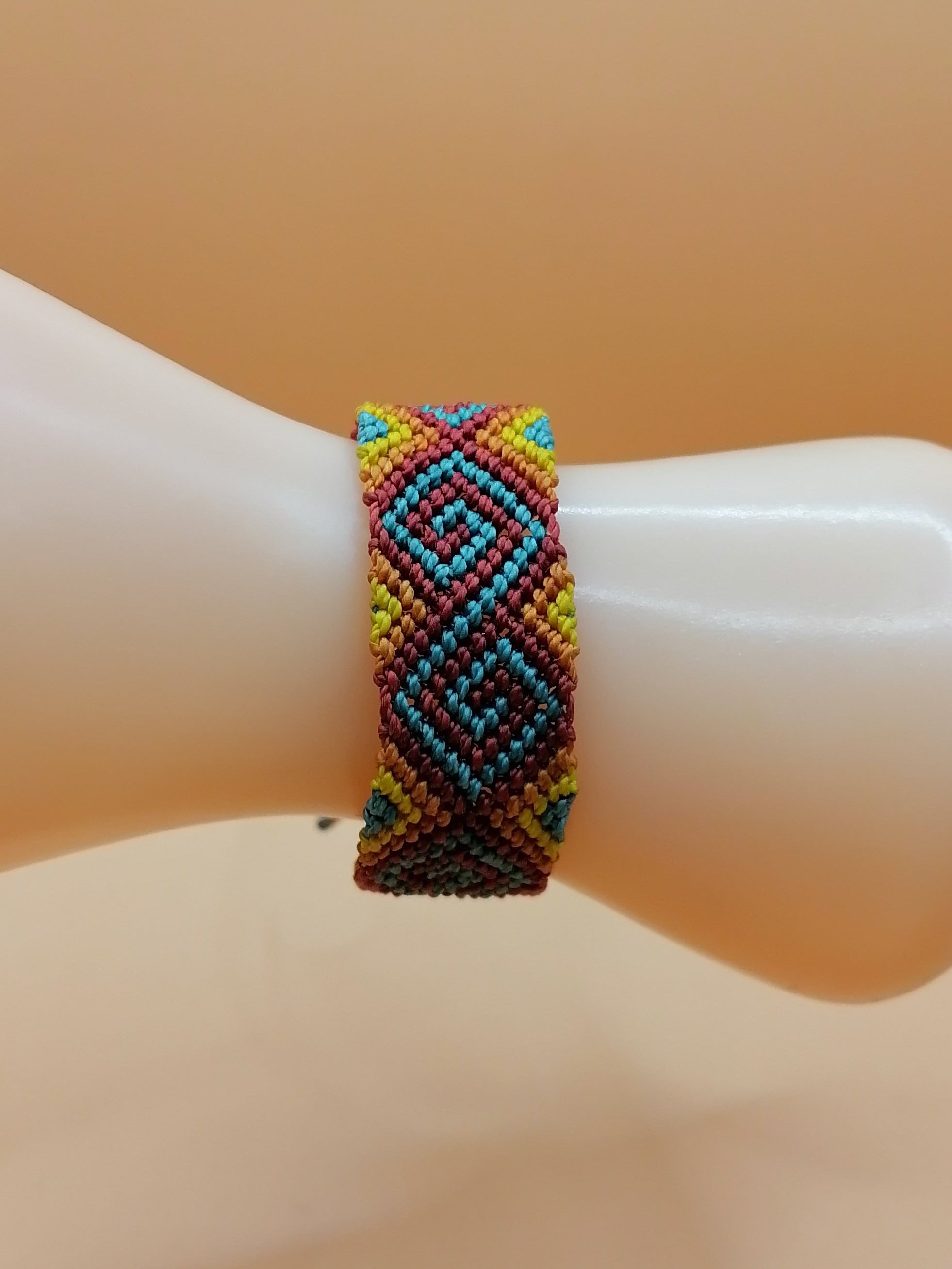 Andean Inca Macrame Bracelet Handmade Ancestral Geometric Design