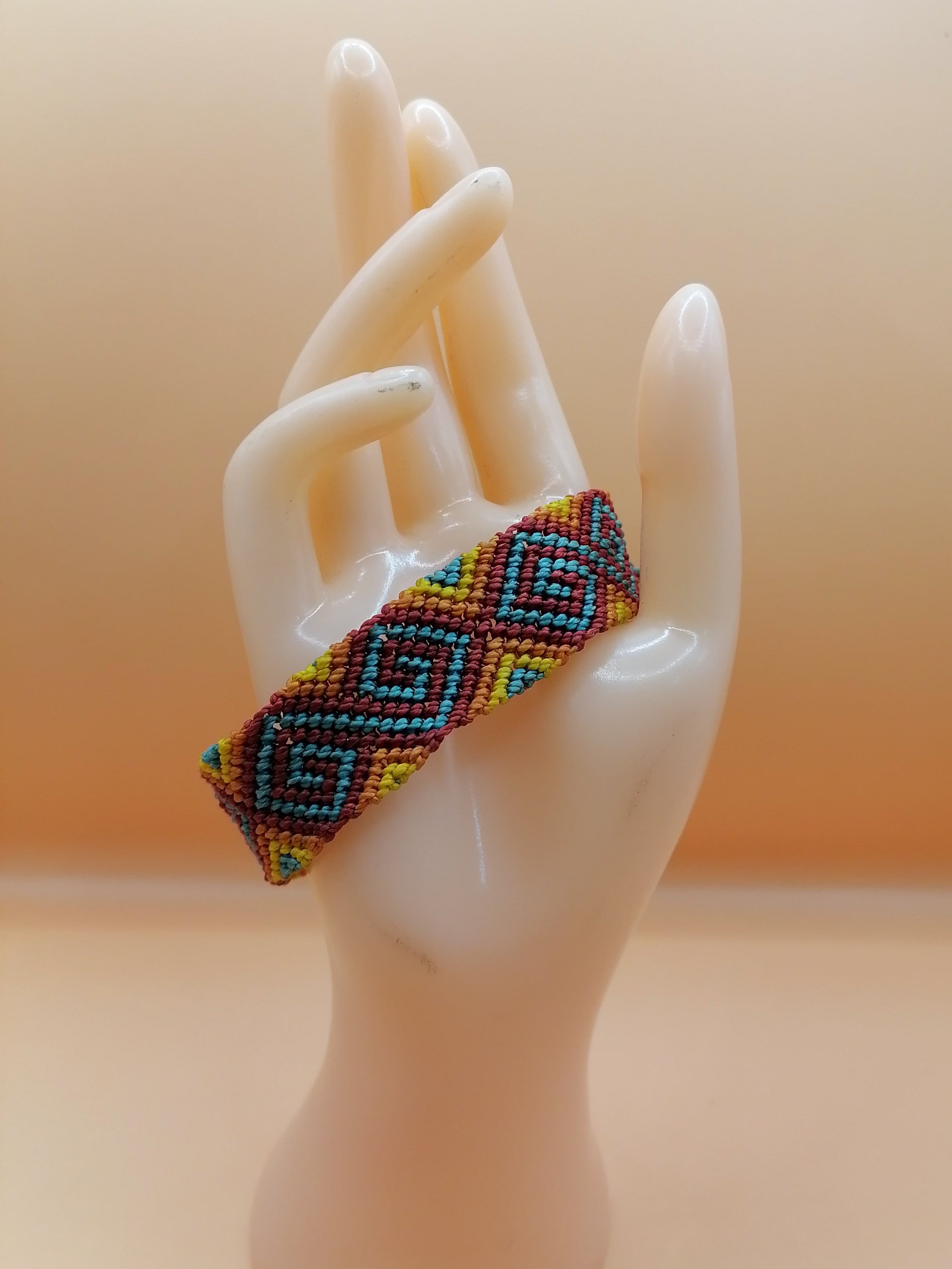 Andean Inca Macrame Bracelet Handmade Ancestral Geometric Design