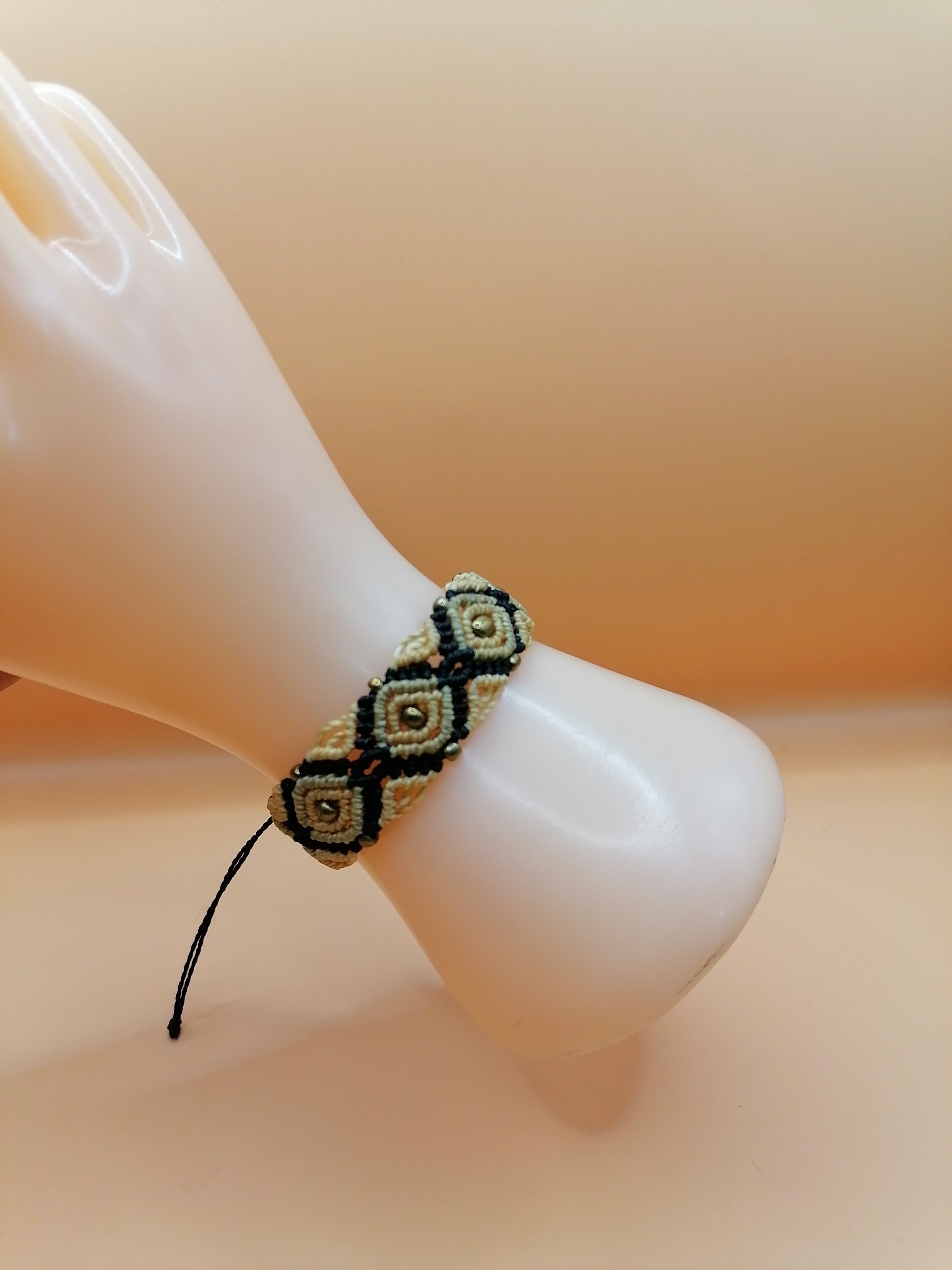 Handmade Macrame Bracelet with Diamond Design