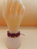 Inca Labyrinth Bracelet Woven Macrame Adjustable Pink Black