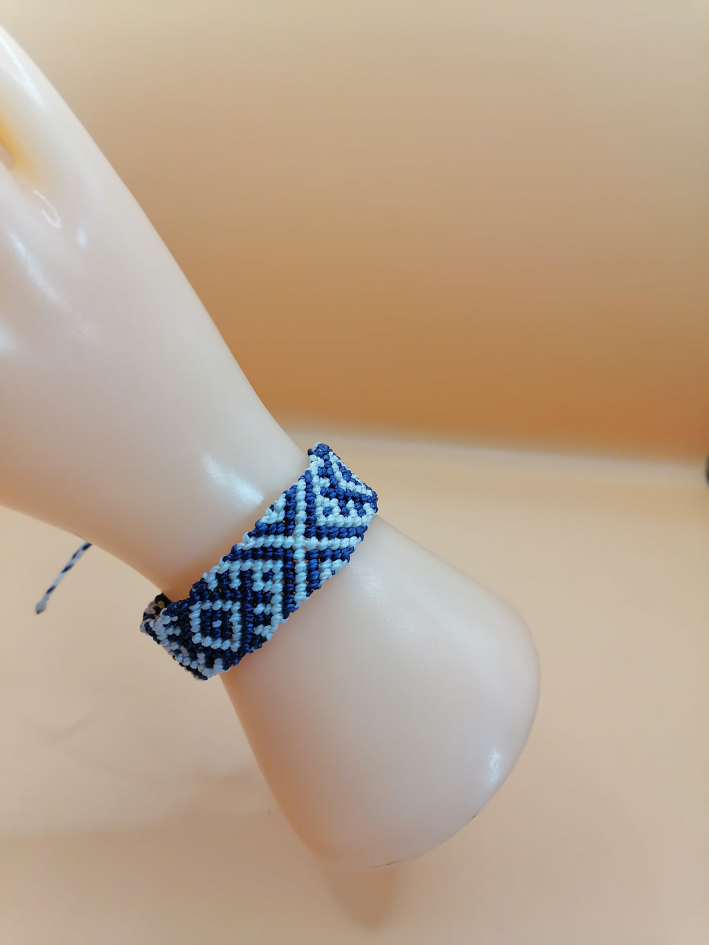 Geometric Macrame Bracelet Handmade Dark Blue