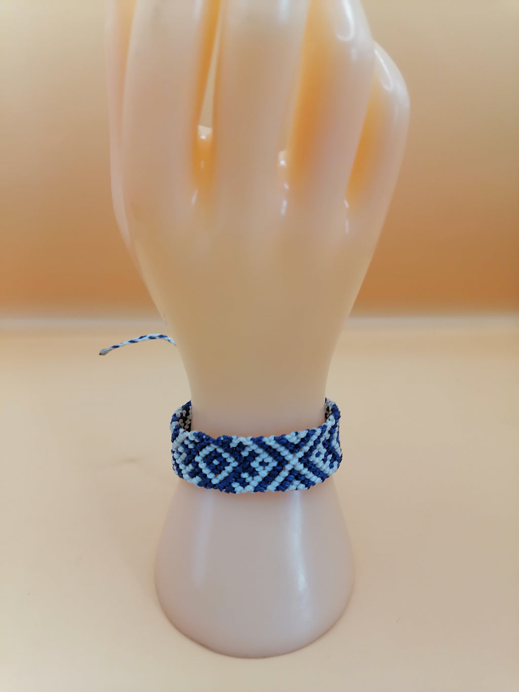 Geometric Macrame Bracelet Handmade Dark Blue