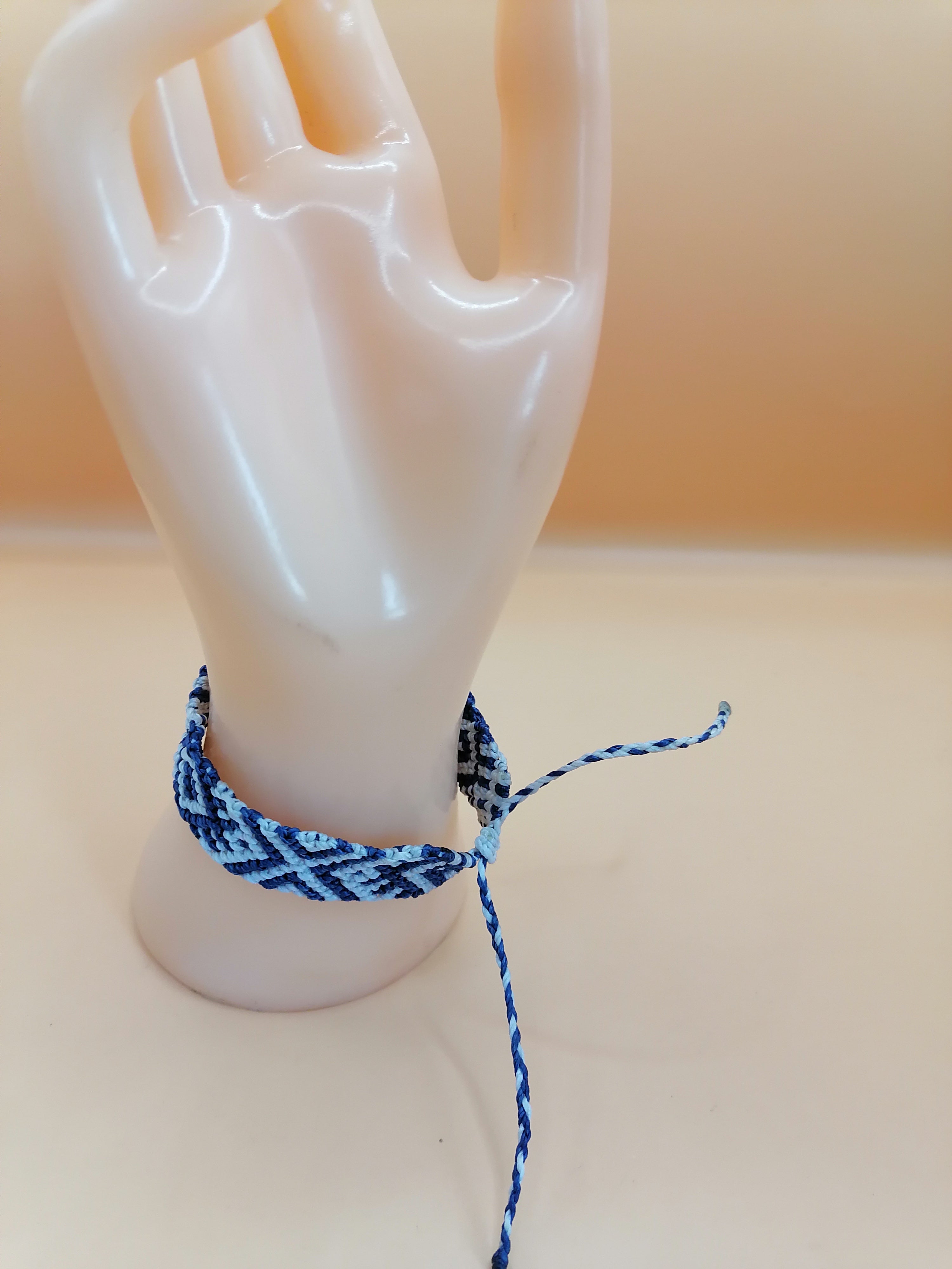 Geometric Macrame Bracelet Handmade Dark Blue