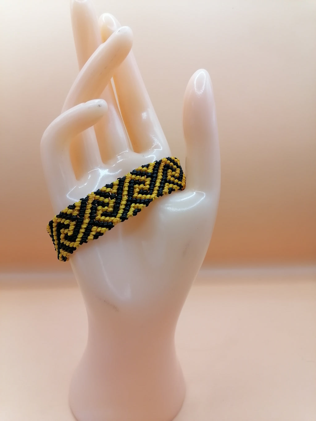 Macrame Bracelet Handmade Design Geometric Bracelet Black Yellow