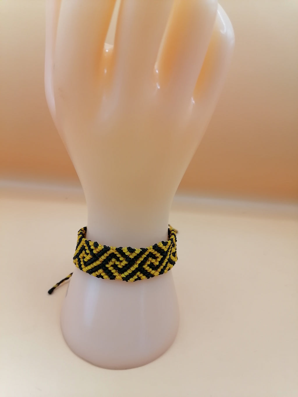 Macrame Bracelet Handmade Design Geometric Bracelet Black Yellow