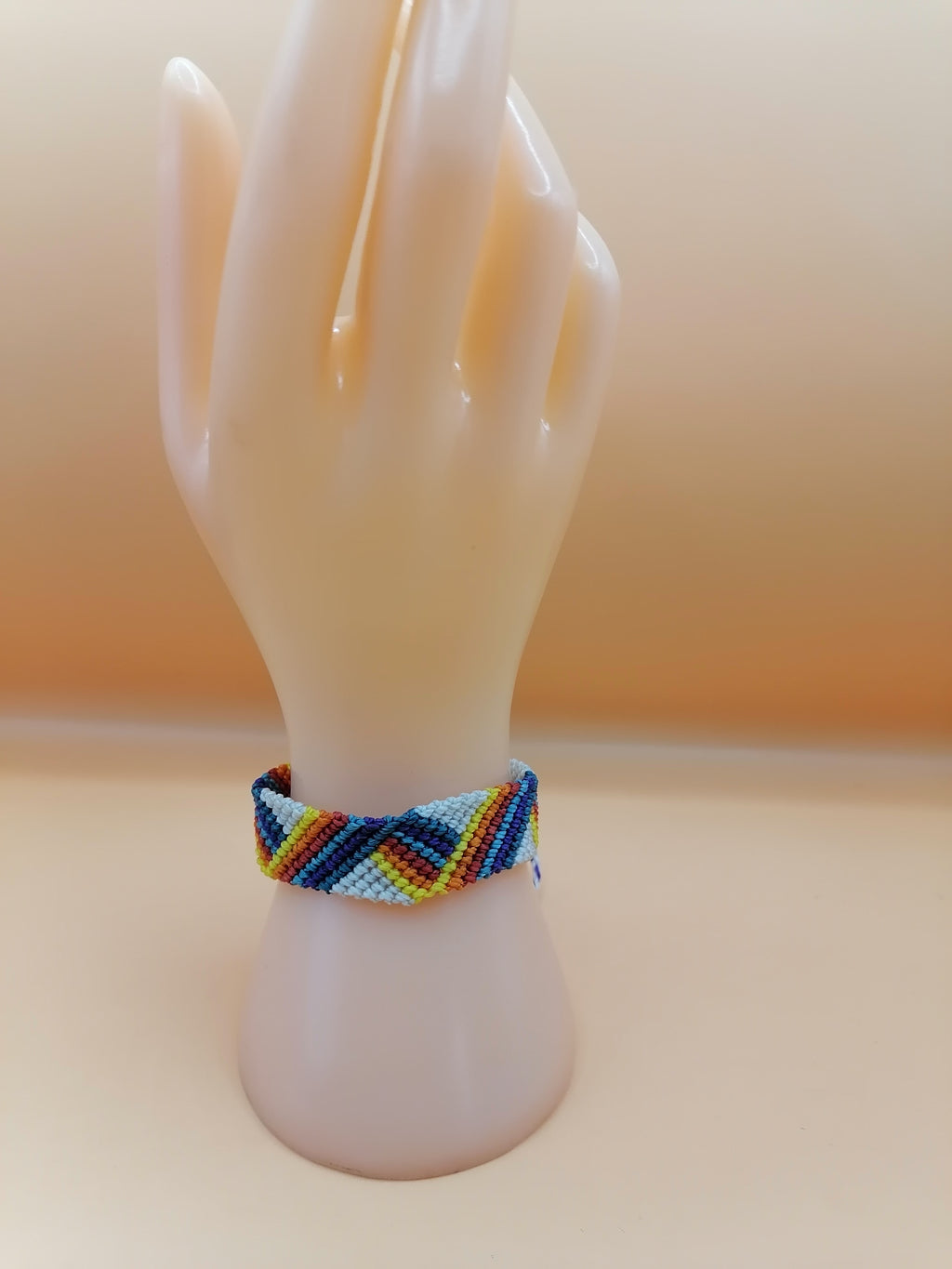 Handwoven Geometric Natural Macrame Cuff