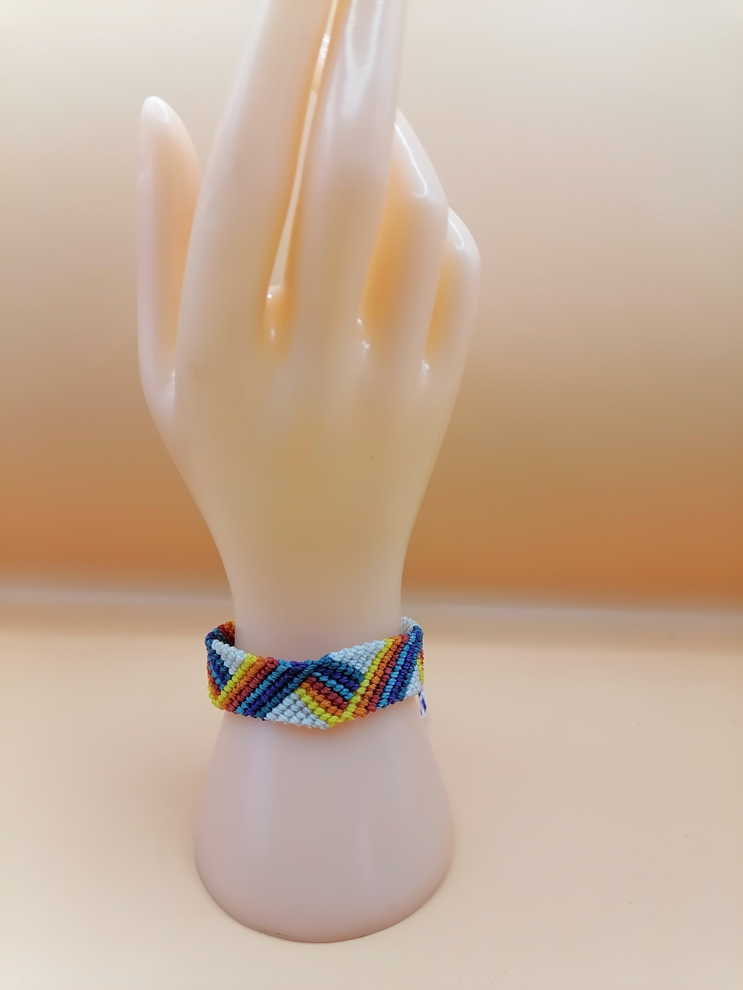 Handwoven Geometric Natural Macrame Cuff